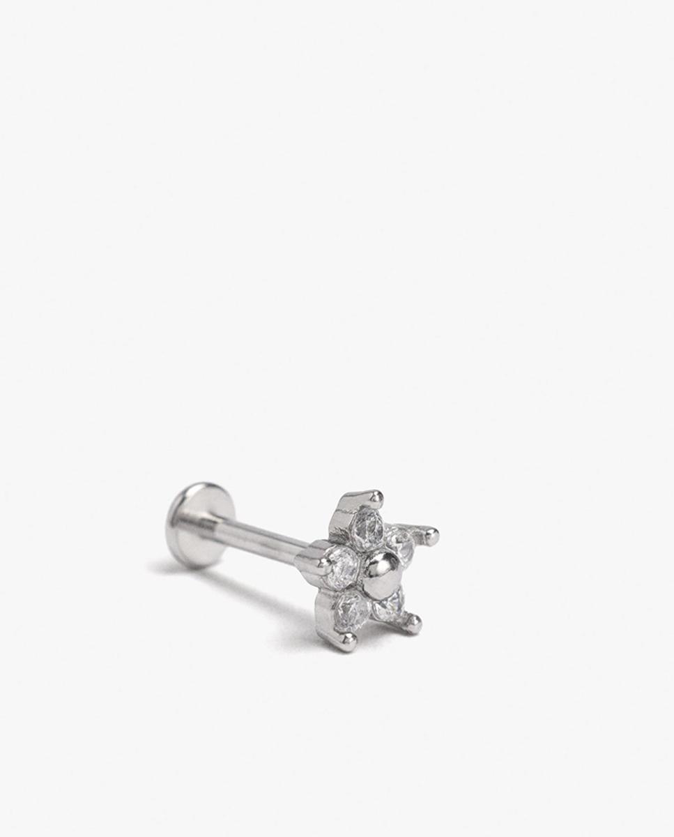 Imagen 0 de Piercing de acero inoxidable con forma de estrella y circonitas Blanco