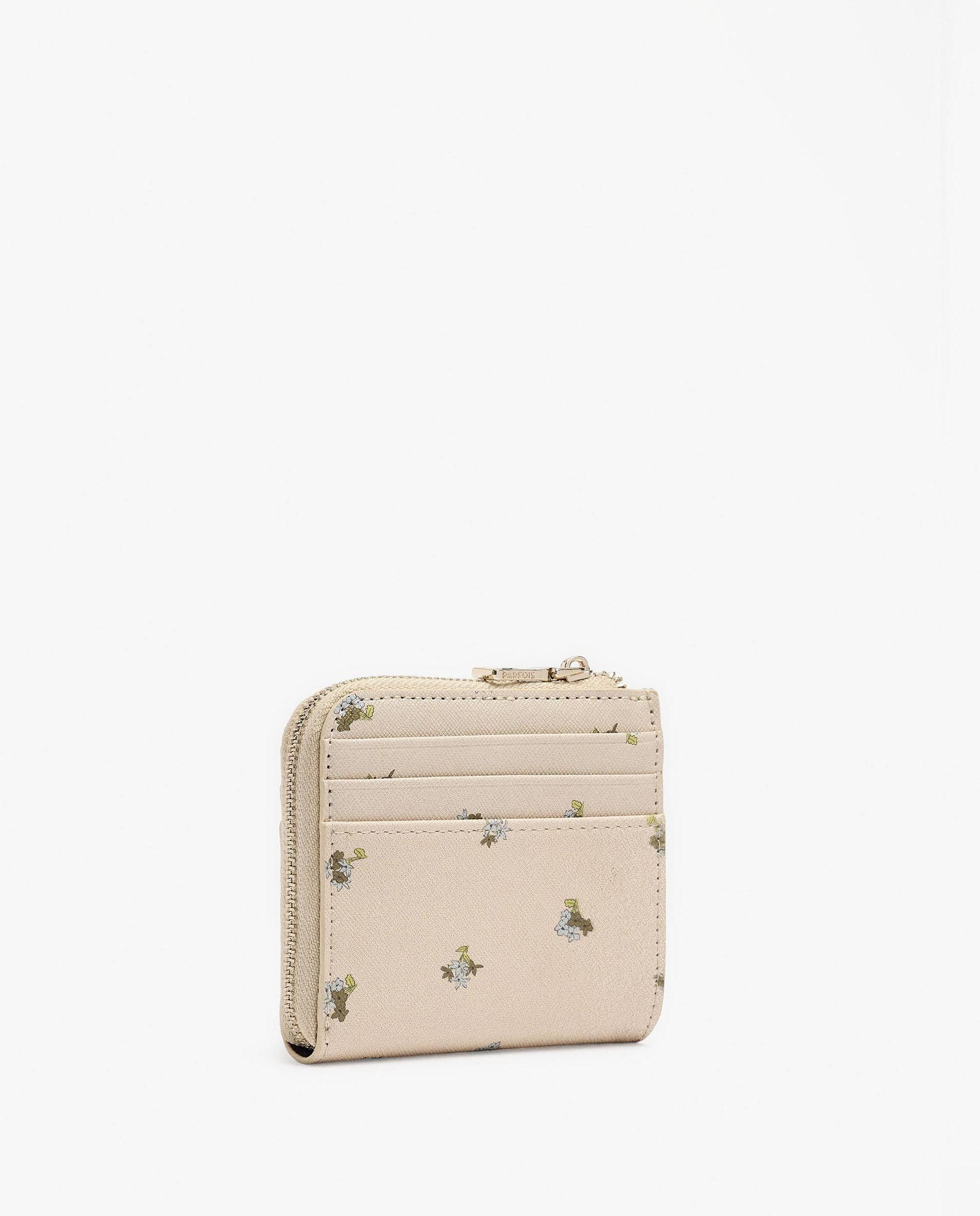 Cartera de mujer pequeña con cierre de cremallera y estampado floral - Parfois - Beige Beige-2