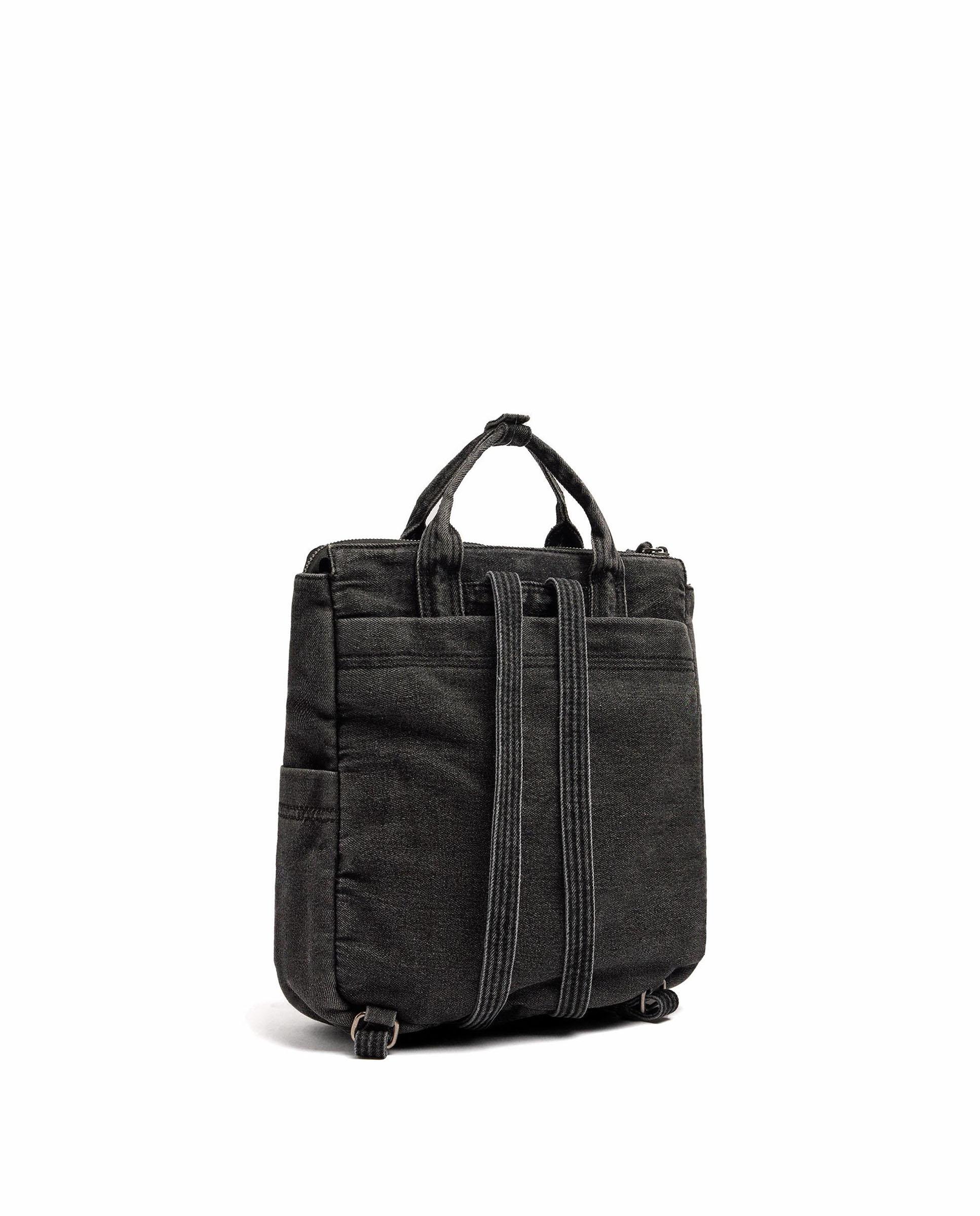 Mochila de mujer 100% algodón vaquera con varios compartimentos y cierre de cremallera en liso - Parfois - Negro Negro-2
