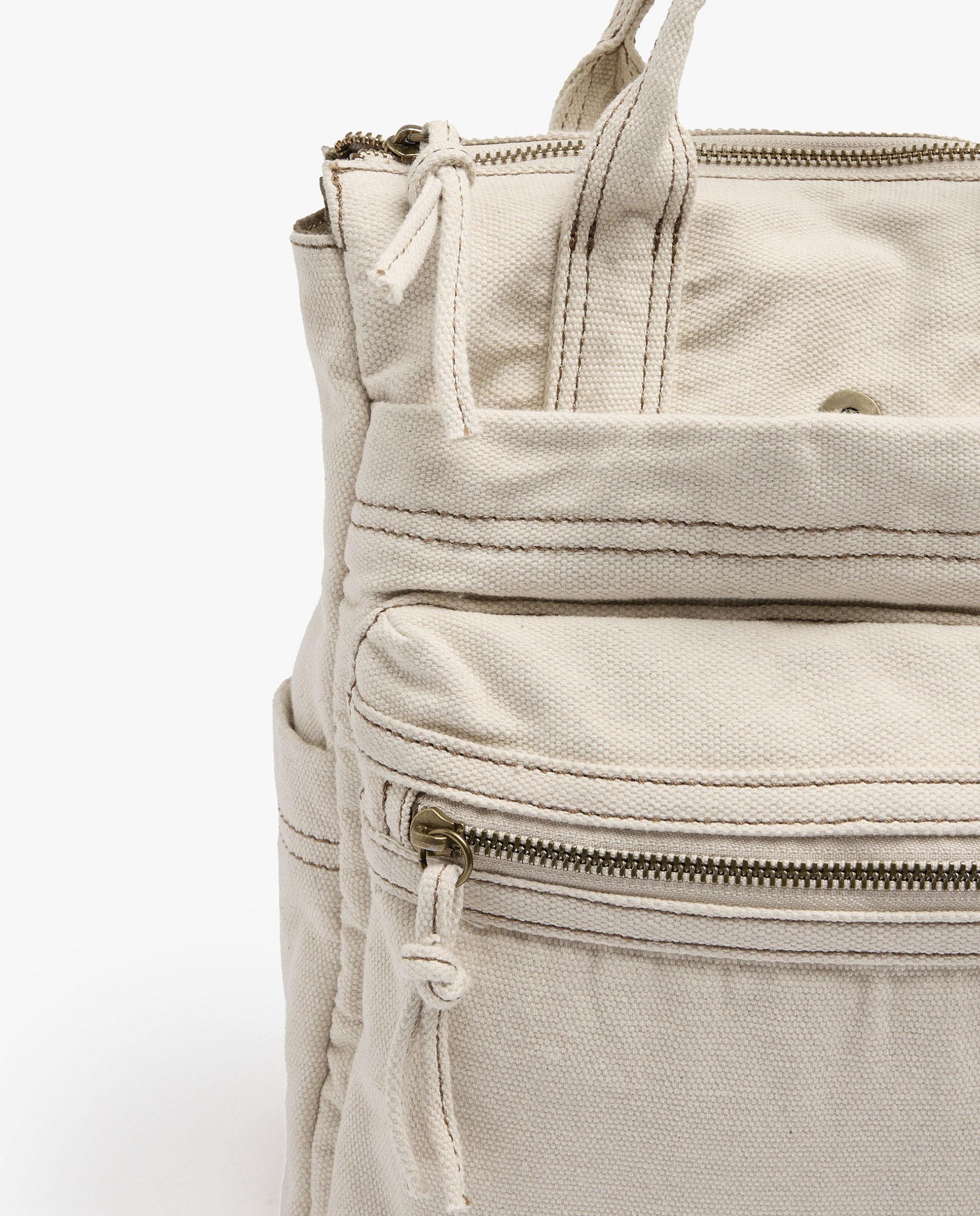 Mochila de mujer 100% algodón con varios compartimentos y cierre de cremallera - Parfois - Crudo Crudo-3
