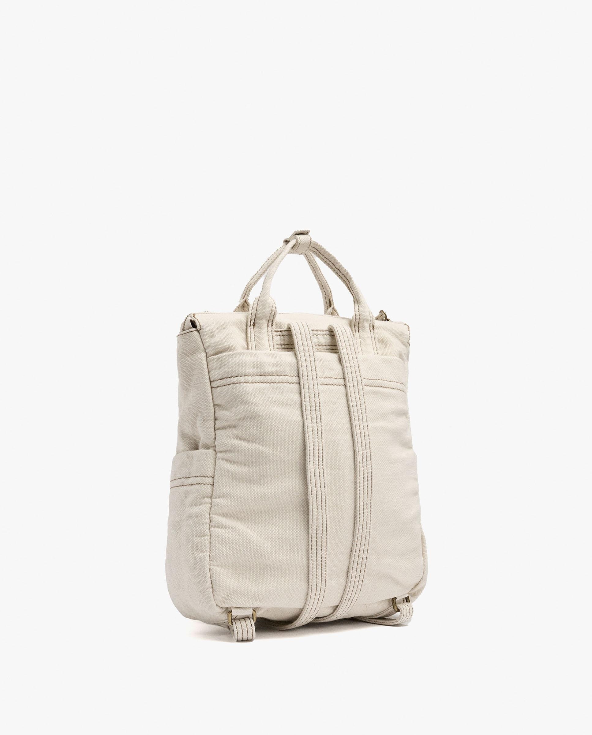 Mochila de mujer 100% algodón con varios compartimentos y cierre de cremallera - Parfois - Crudo Crudo-2