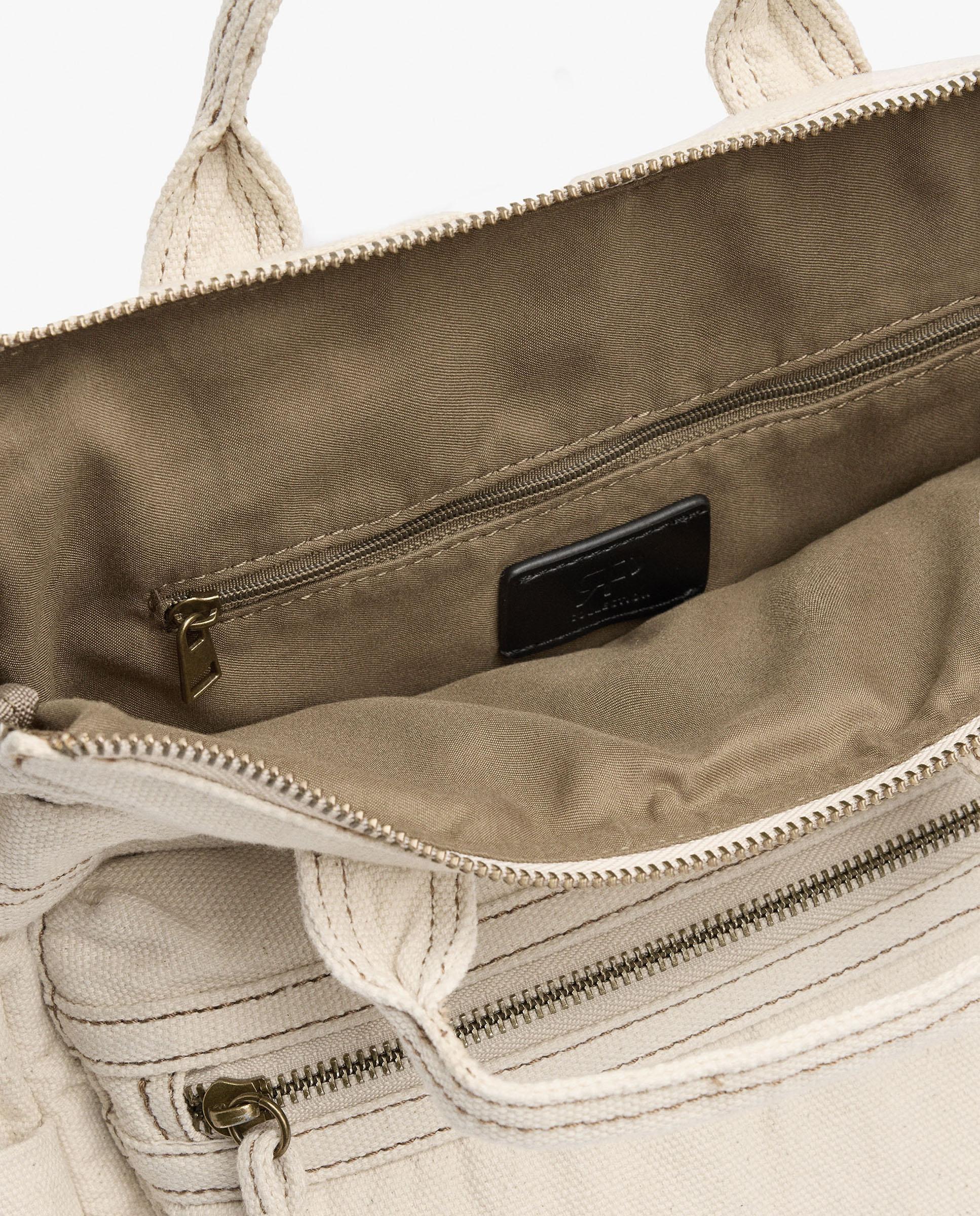 Mochila de mujer 100% algodón con varios compartimentos y cierre de cremallera - Parfois - Crudo Crudo-4