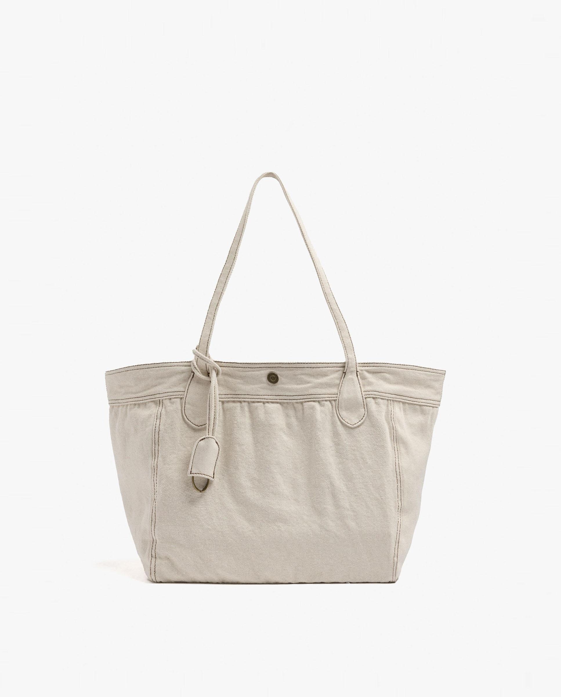 Shopper 100% algodón vaquero con cierre imantado en liso - Parfois - Crudo Crudo-1