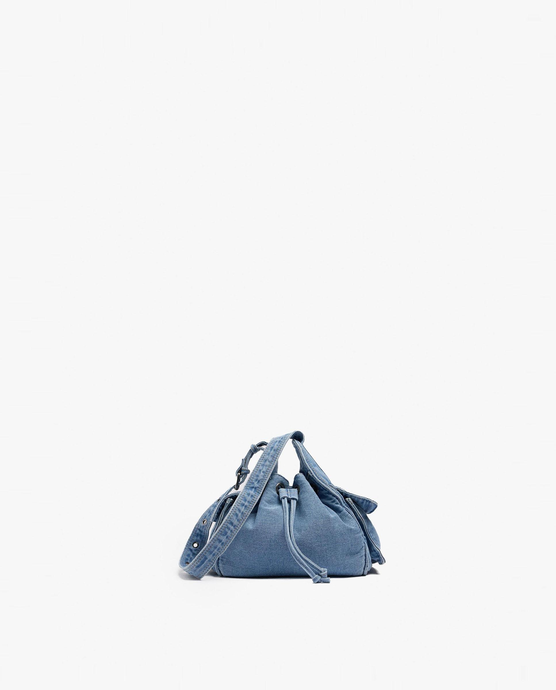 Bolso de hombro 100% algodón vaquero con cuerda en liso