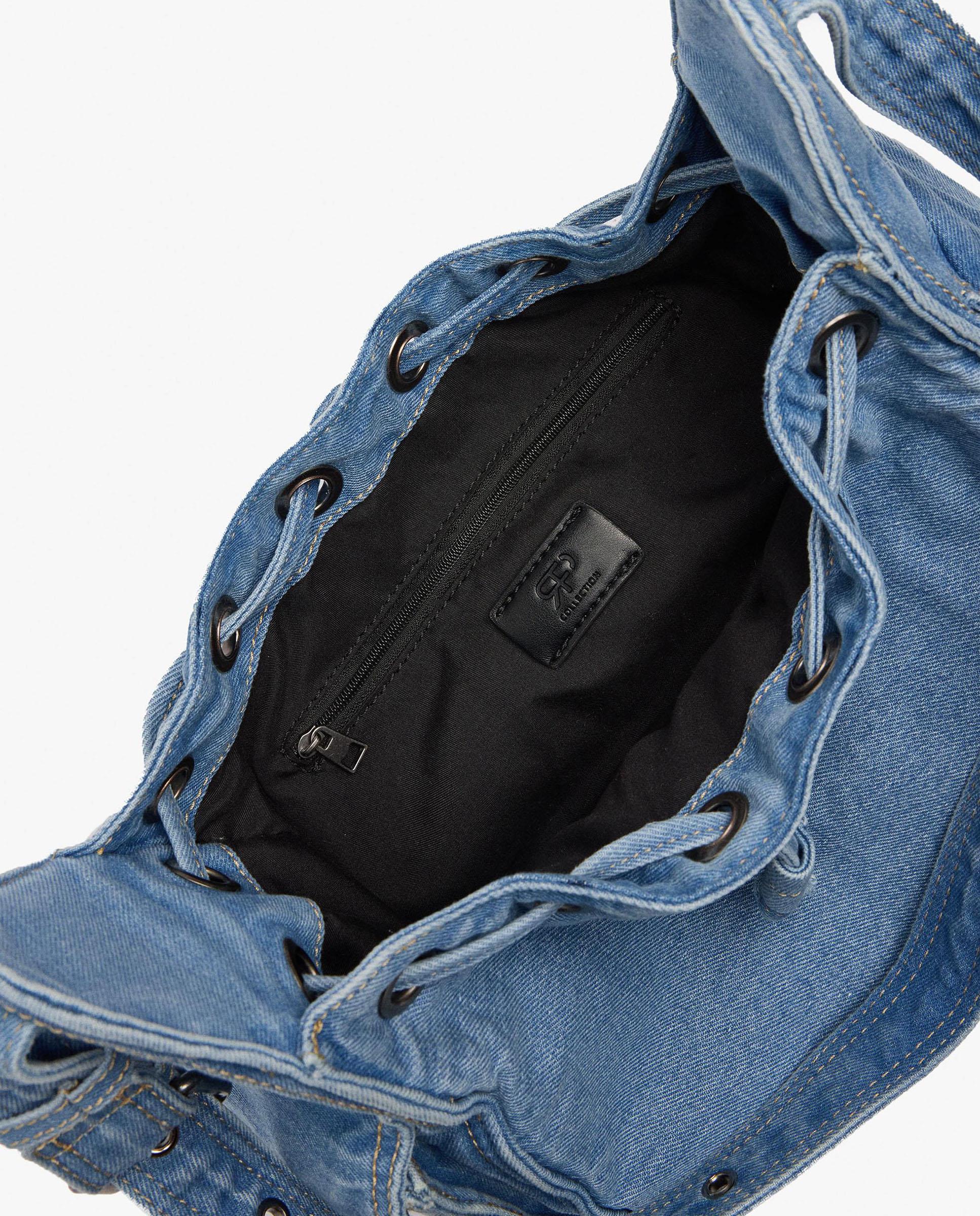 Bolso de hombro 100% algodón vaquero con cuerda en liso - Parfois - Azul Azul-4