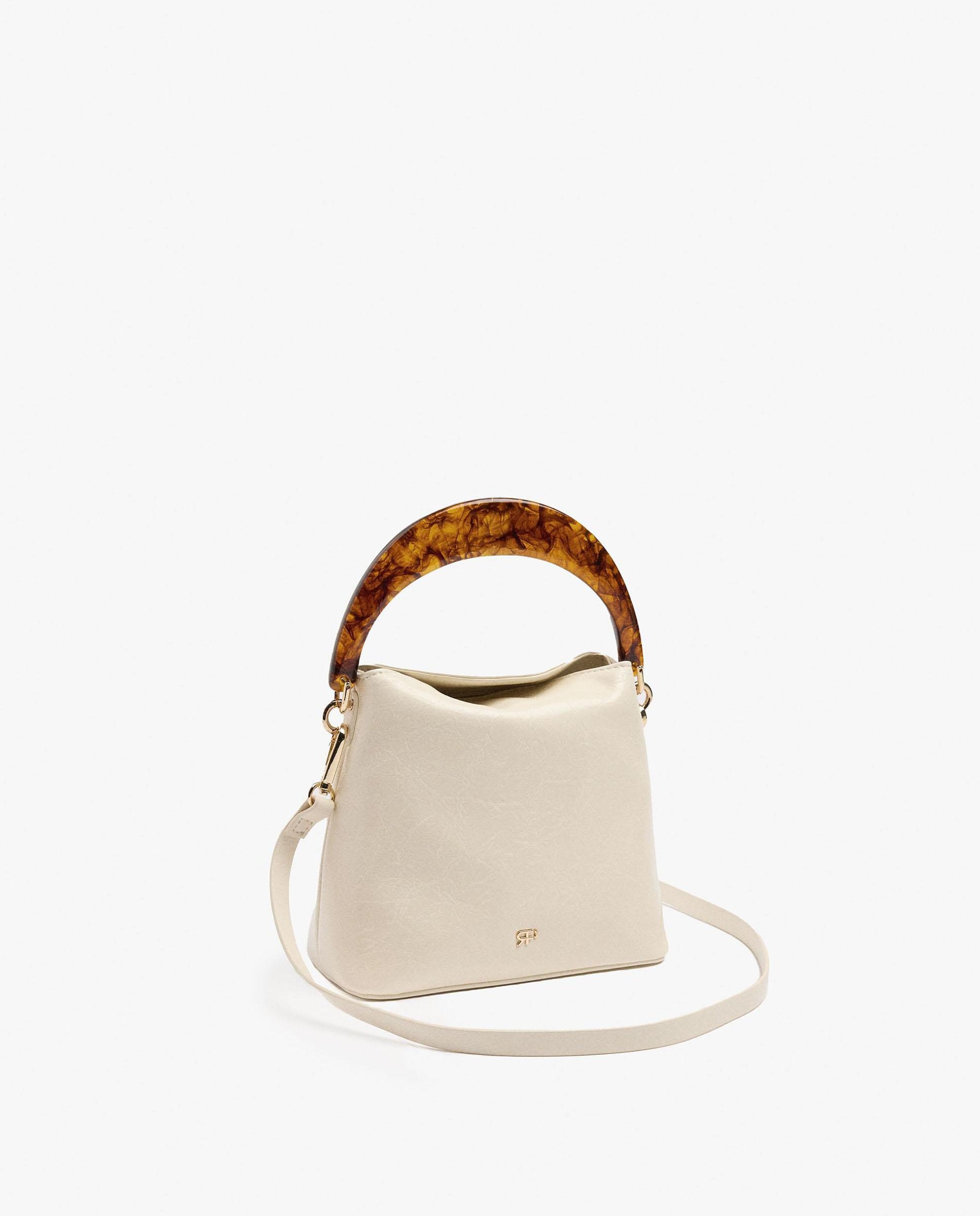 Bolso de fiesta convertible a bandolera con asa rígida y cierre imantado - Parfois - Crudo Crudo-2