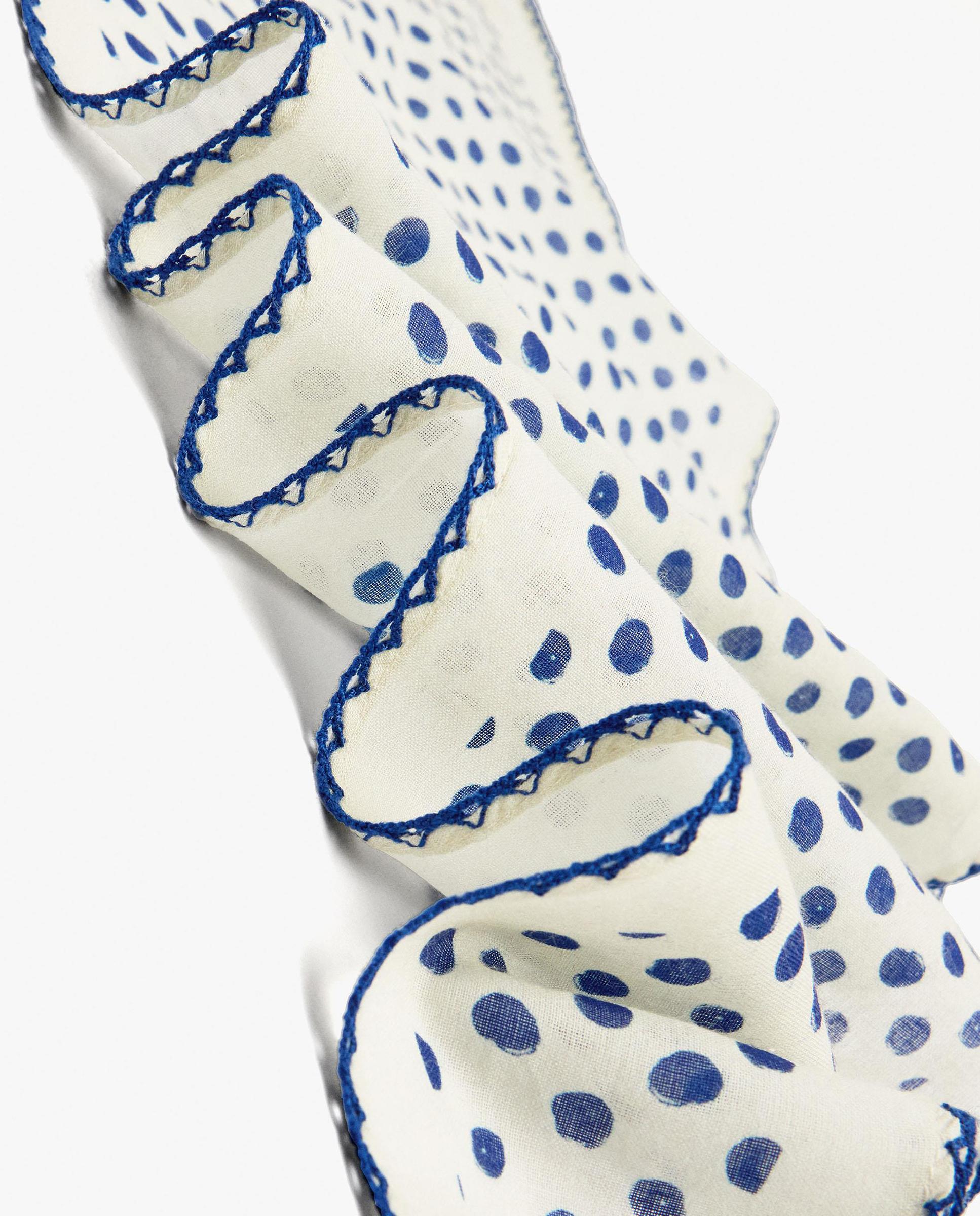 Pañuelo 100% algodón con estampado de lunares - Parfois - Azul Azul-3