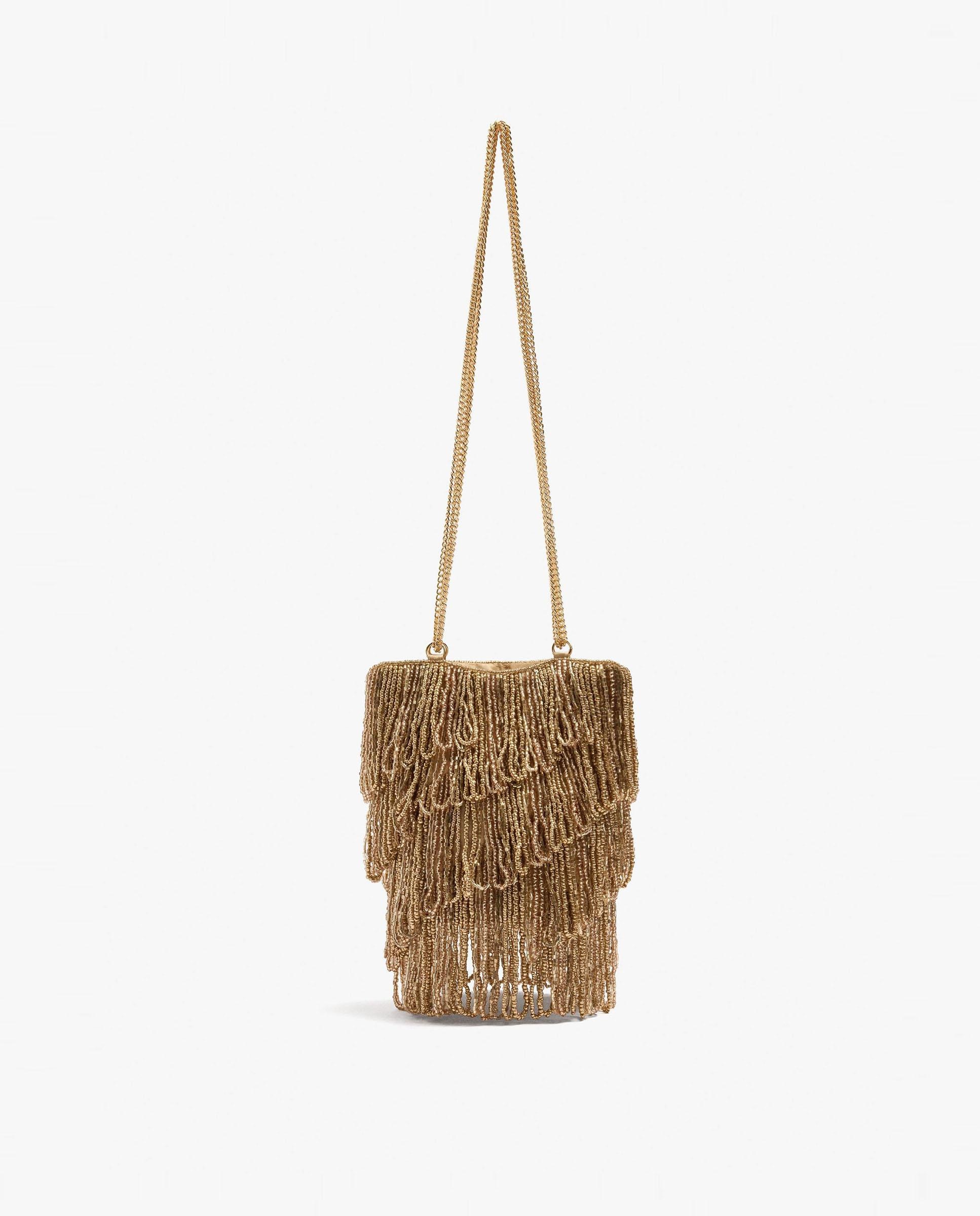 Bolso de fiesta multiposición en liso con cuentas