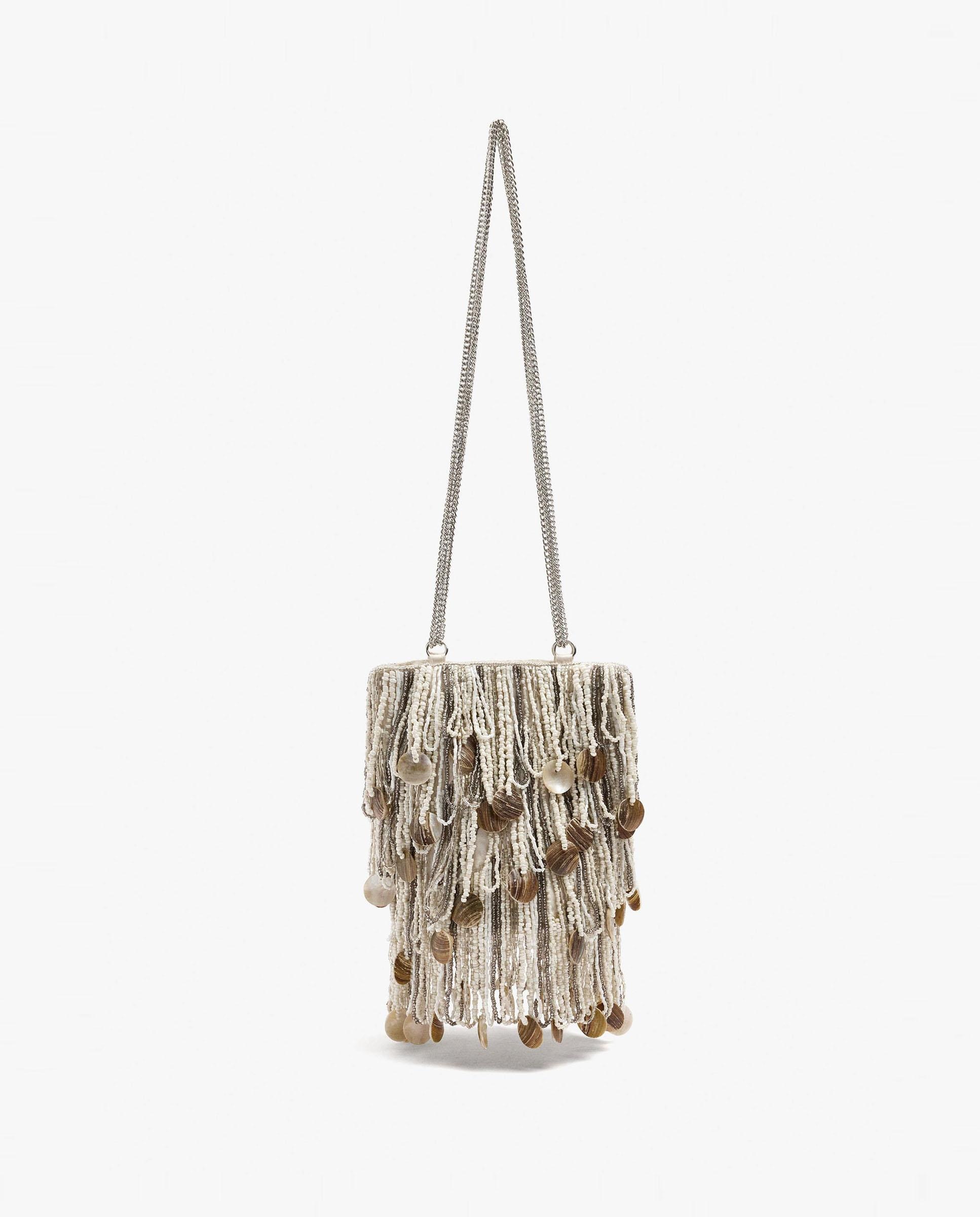 Bolso de fiesta multiposición en liso con cuentas - Parfois - Plata Plata-1