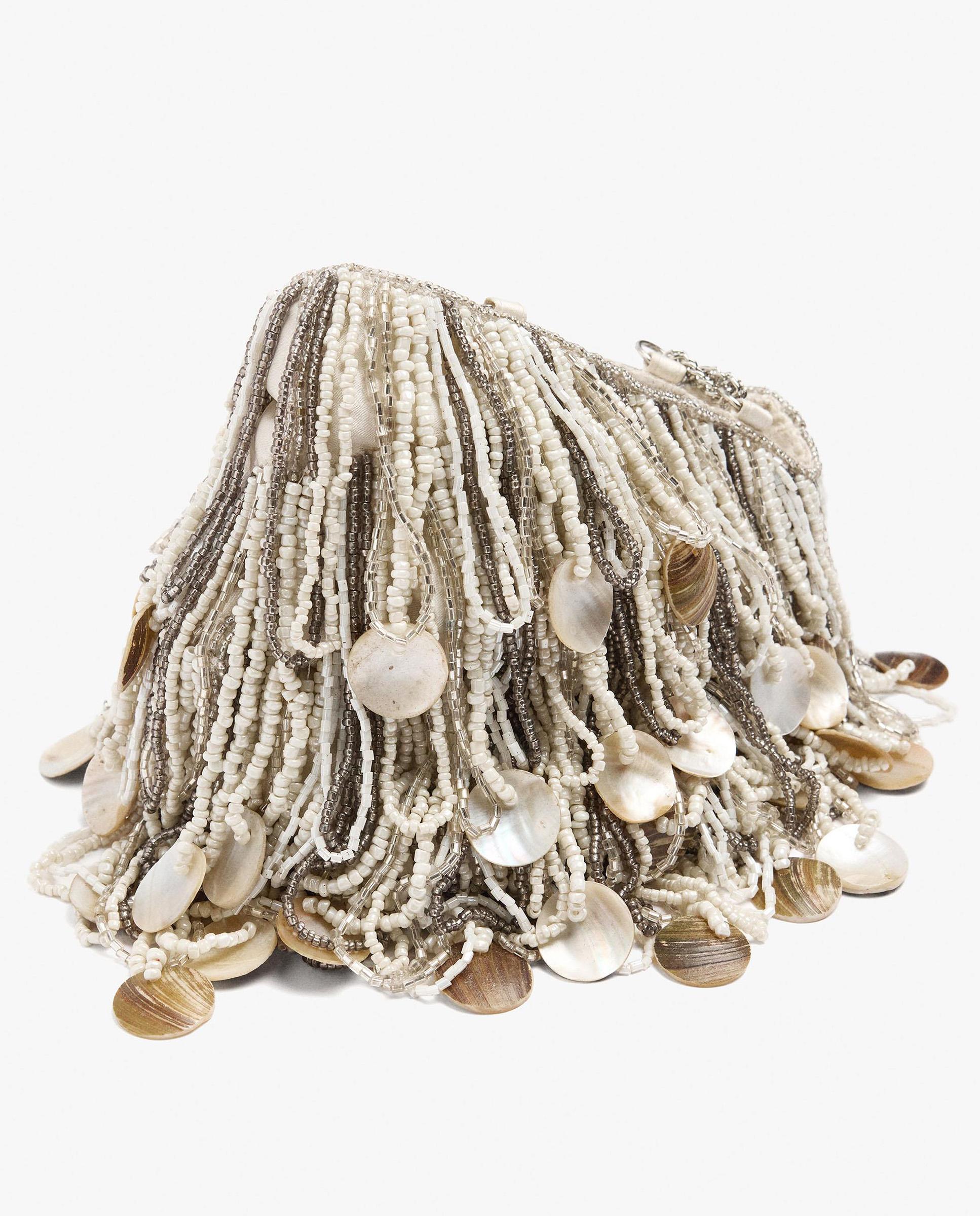 Bolso de fiesta multiposición en liso con cuentas - Parfois - Plata Plata-3