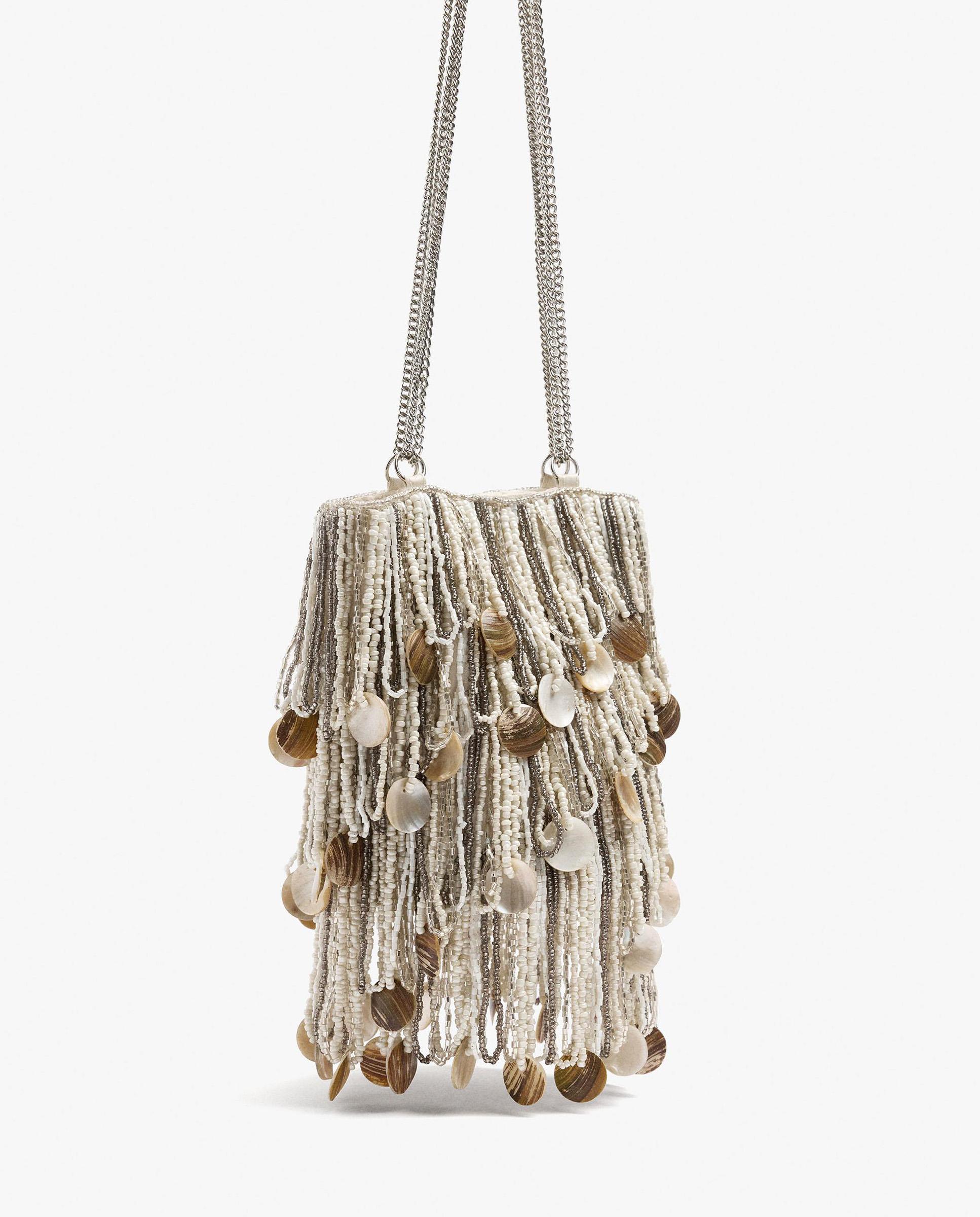 Bolso de fiesta multiposición en liso con cuentas - Parfois - Plata Plata-2