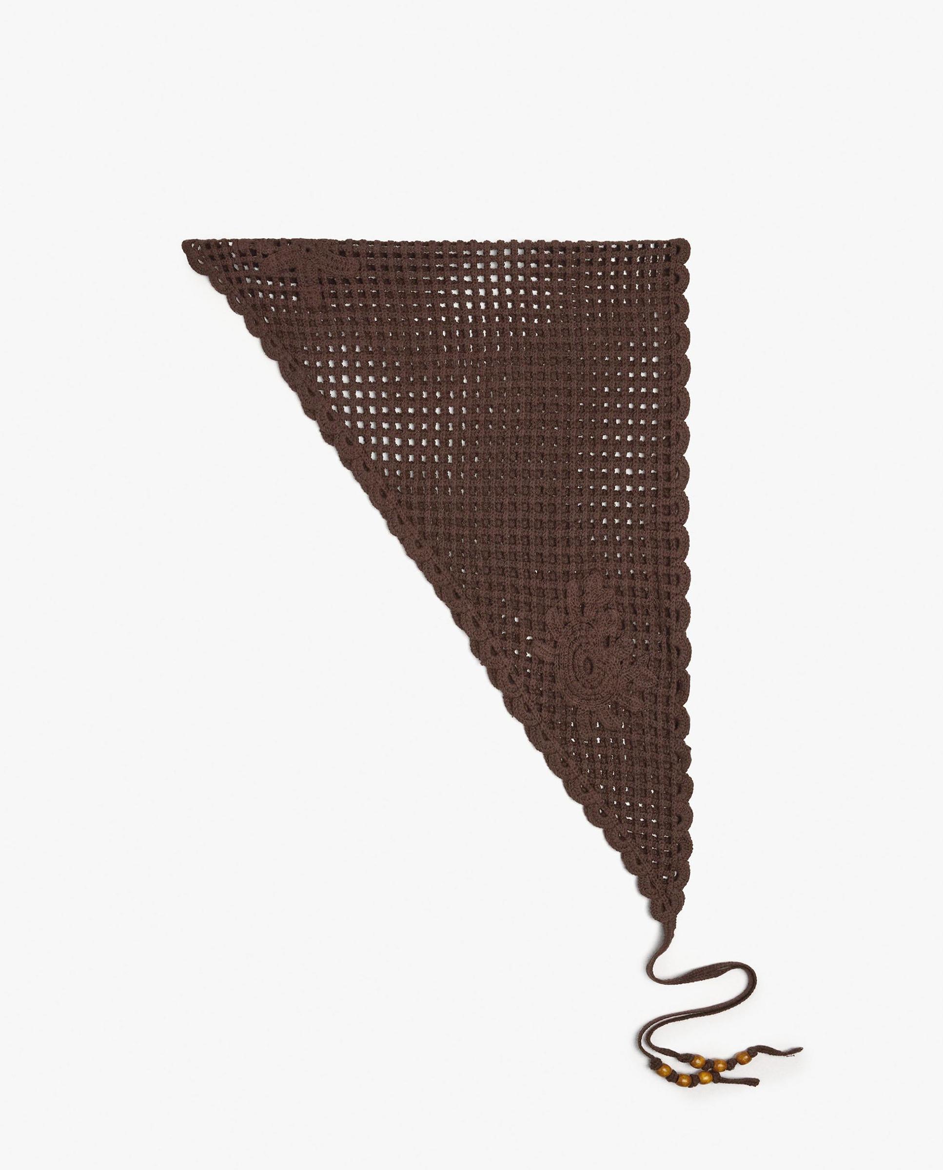 Pañuelo 100% algodón de crochet en liso - Parfois - Marrón oscuro Marrón oscuro-1