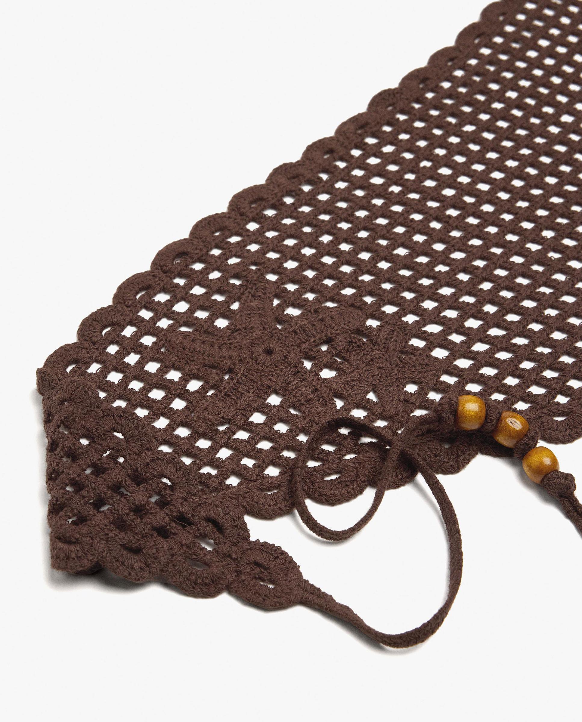 Pañuelo 100% algodón de crochet en liso - Parfois - Marrón oscuro Marrón oscuro-3