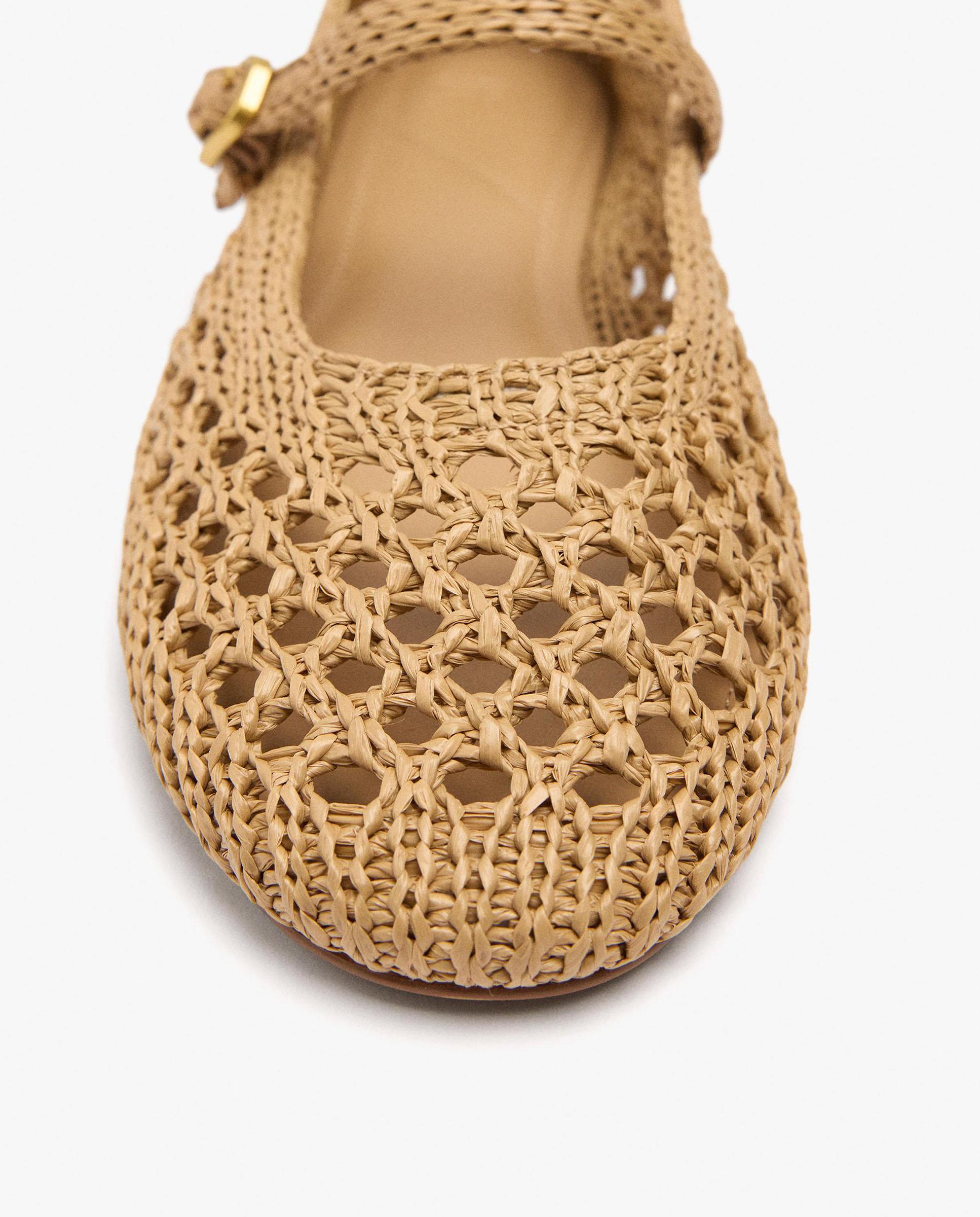Bailarinas planas de mujer efecto rafia con cierre de hebilla en liso - Parfois - Beige Beige-2
