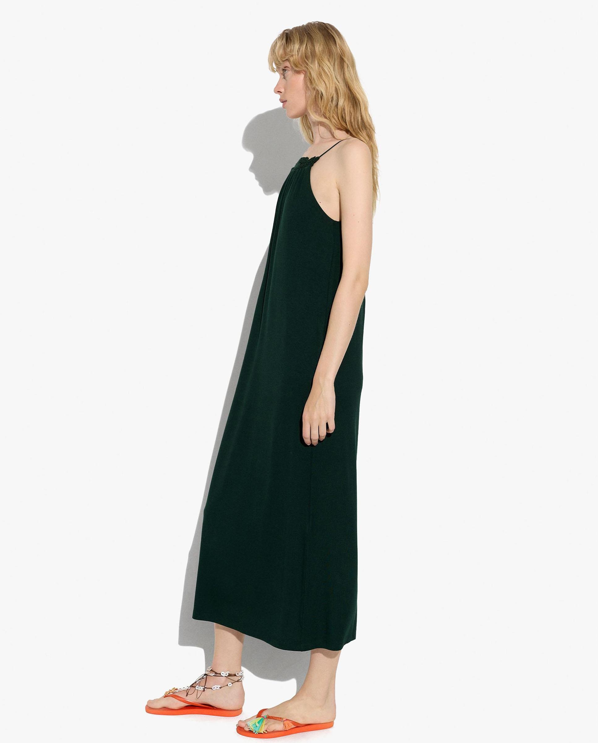 Vestido midi fluido en liso - Parfois - Verde Verde-3