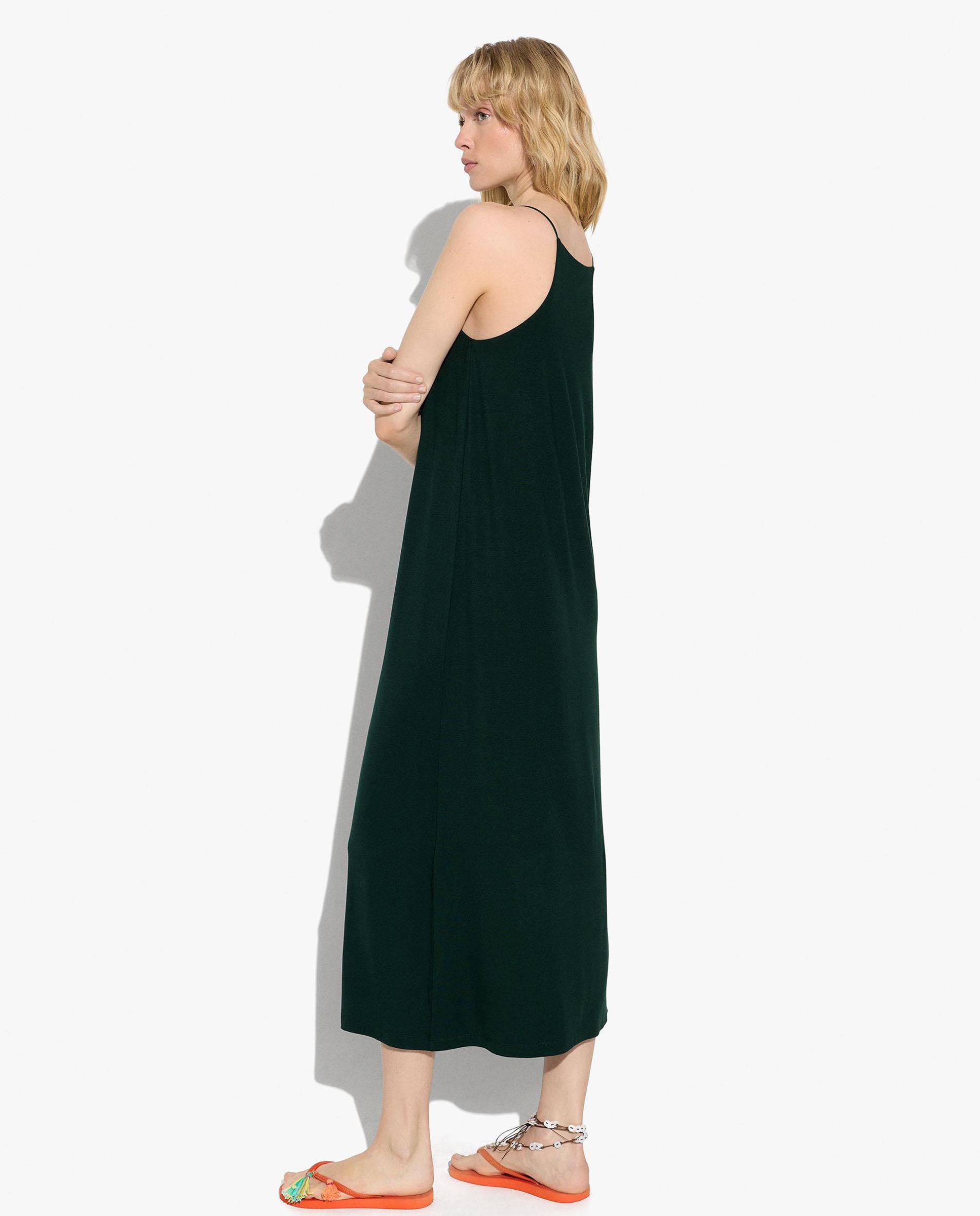 Vestido midi fluido en liso - Parfois - Verde Verde-4