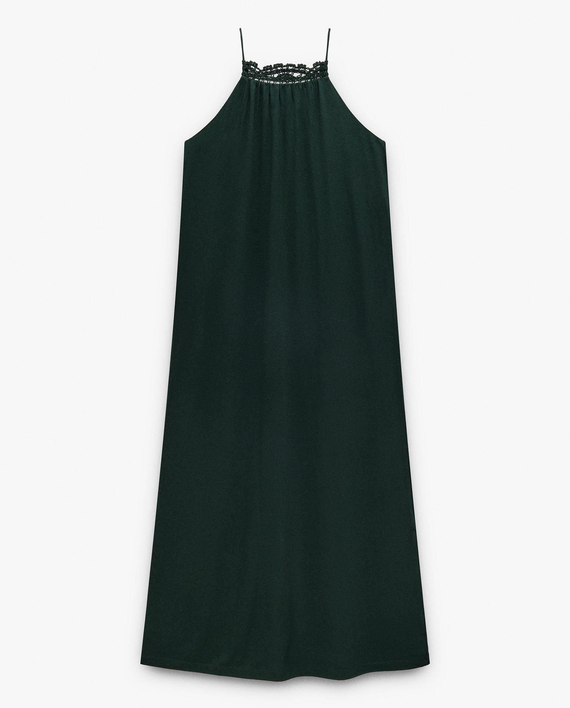 Vestido midi fluido en liso - Parfois - Verde Verde-6