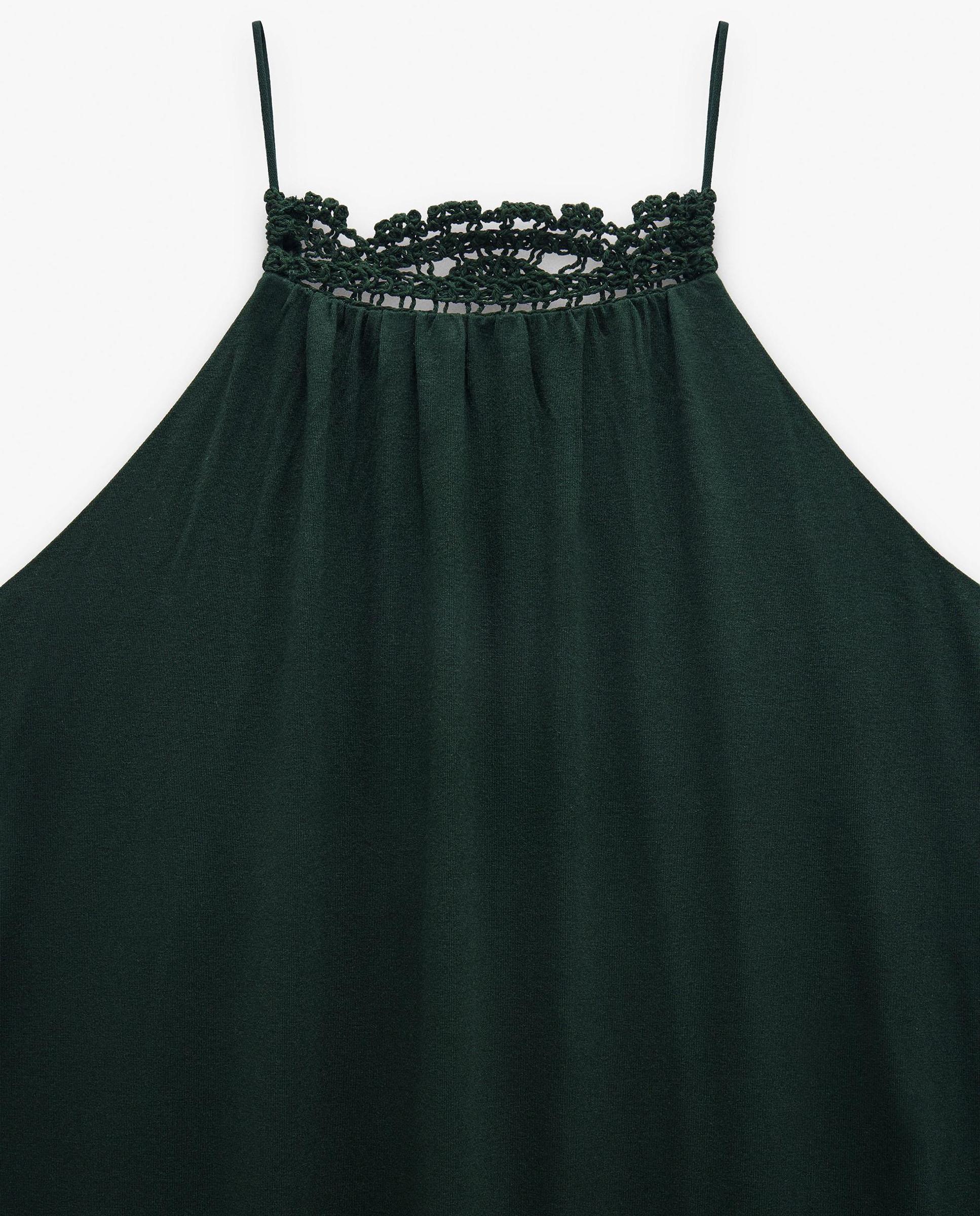 Vestido midi fluido en liso - Parfois - Verde Verde-5