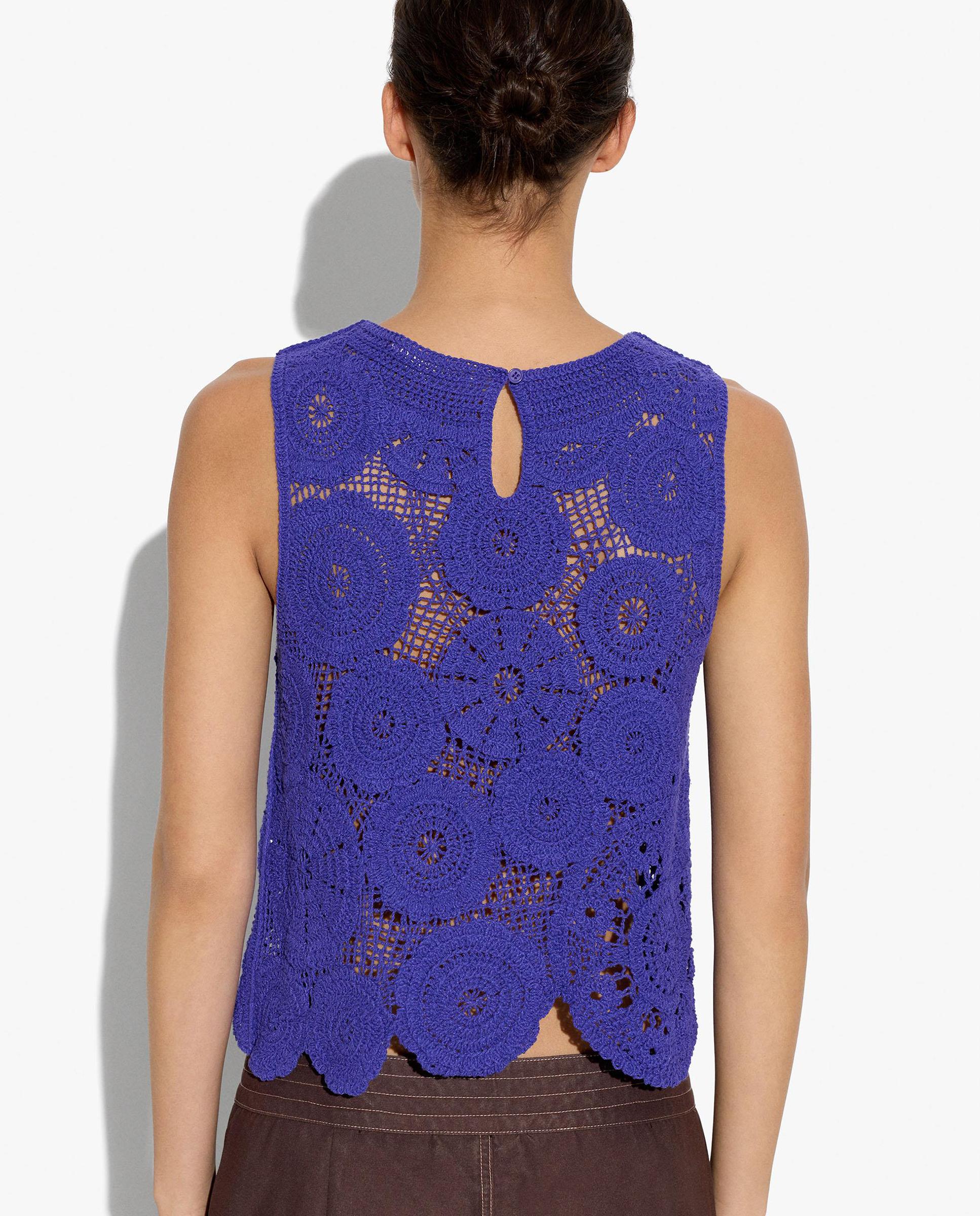 Top de mujer 100% algodón de crochet sin mangas - Parfois - Azul Azul-4