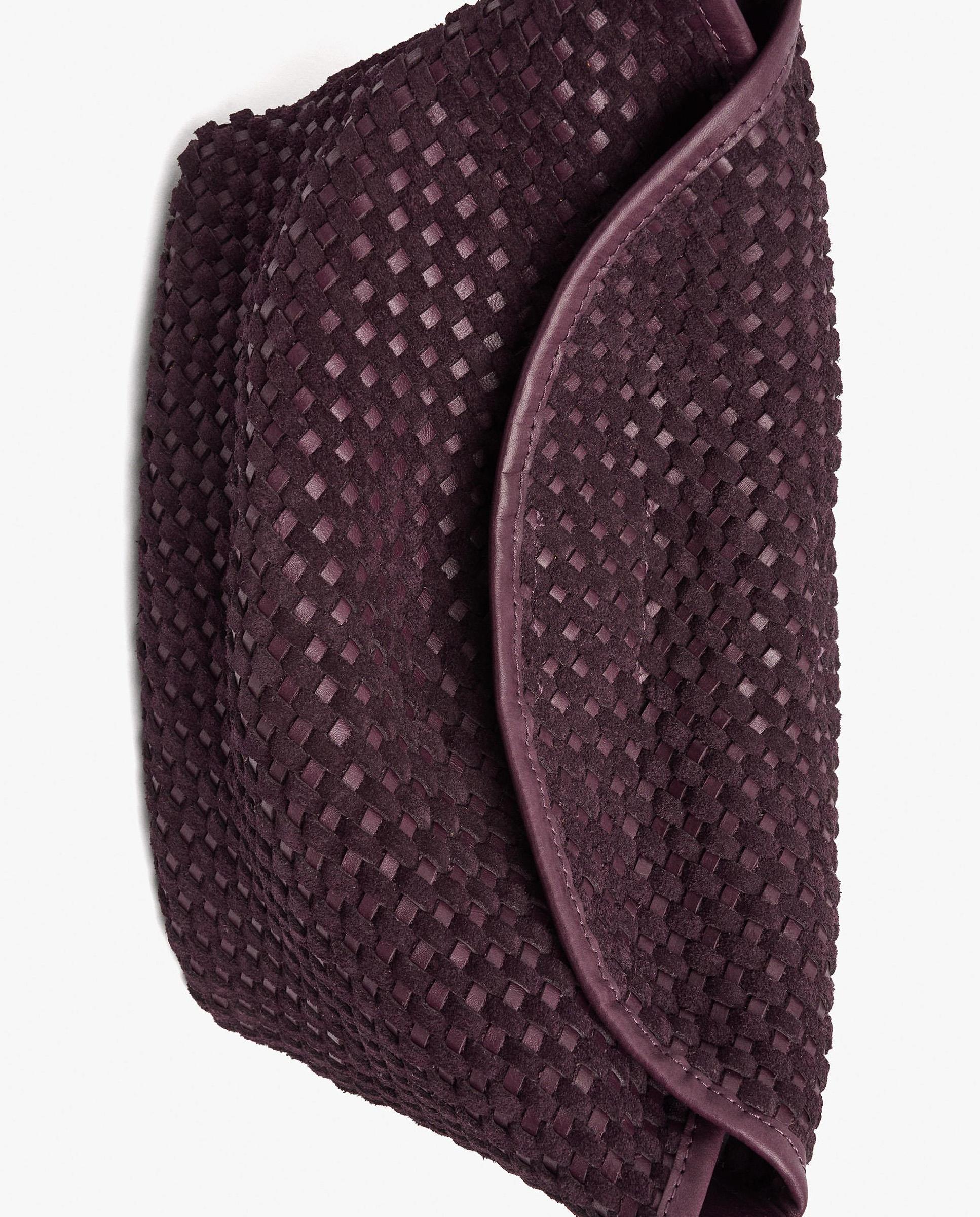 Bolso de hombro 100% piel trenzada con cierre imantado en liso - Parfois - Burdeos Burdeos-3