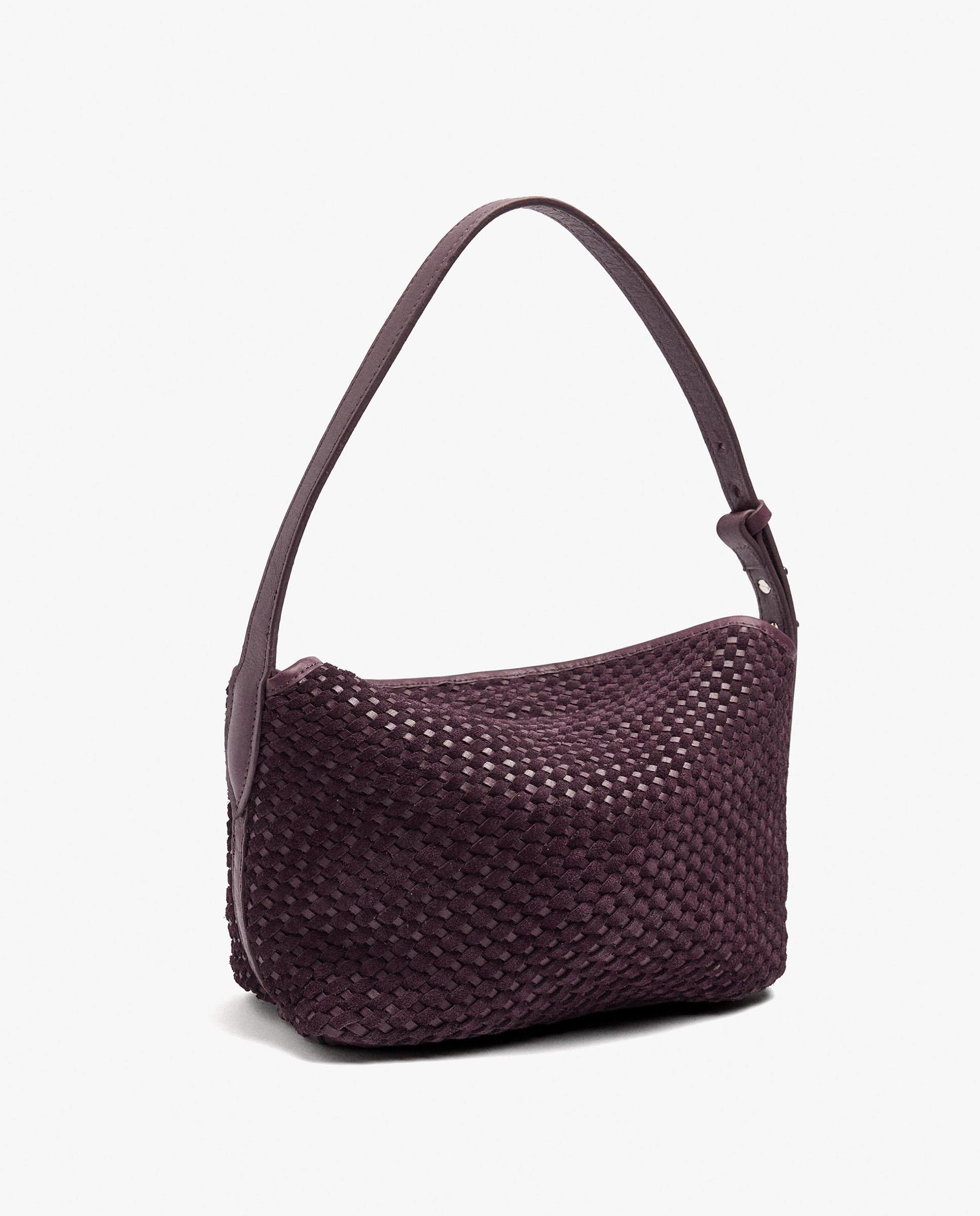 Bolso de hombro 100% piel trenzada con cierre imantado en liso - Parfois - Burdeos Burdeos-4
