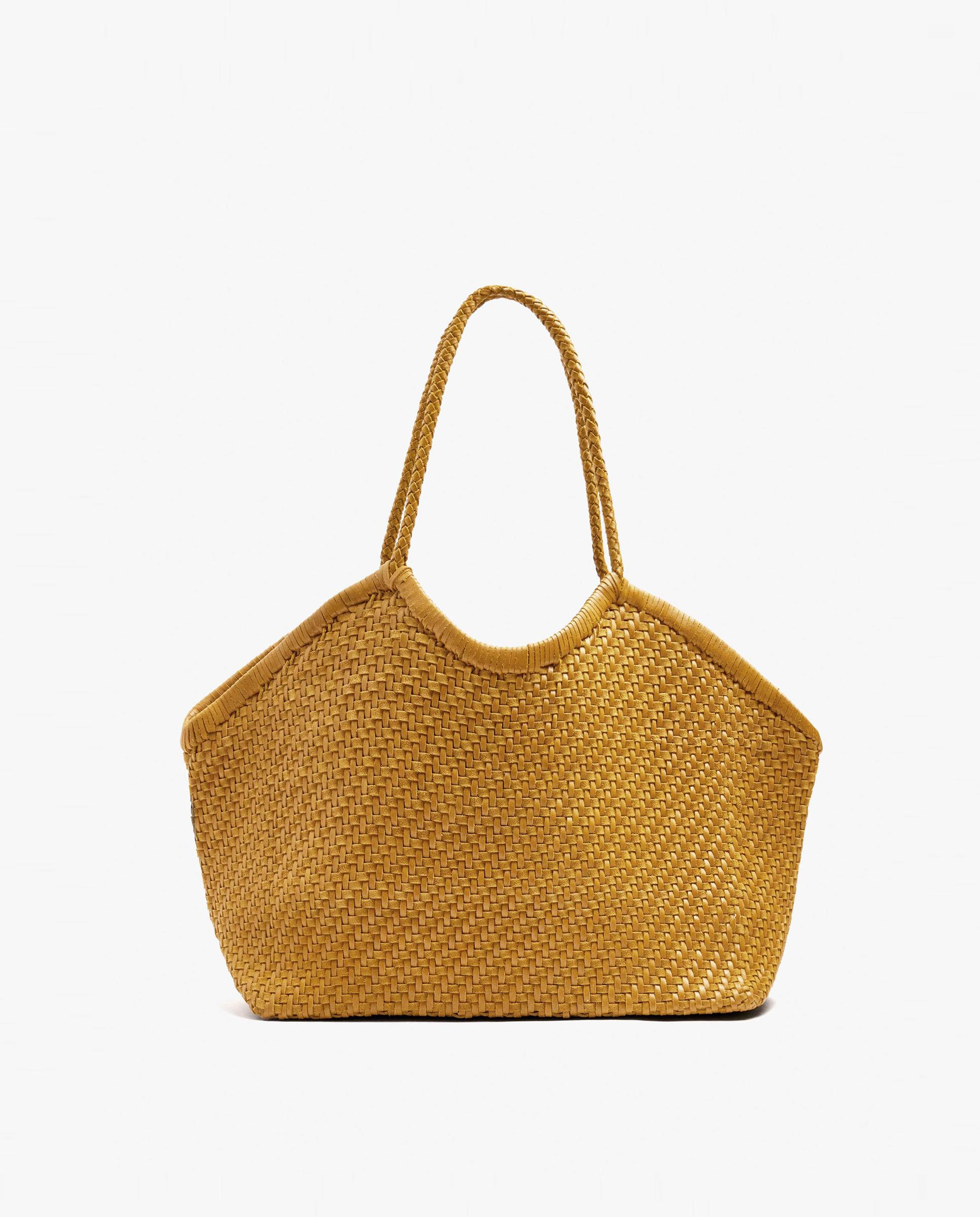 Bolso de mano estilo tote 100% piel trenzado en liso - Parfois - Amarillo Amarillo-1