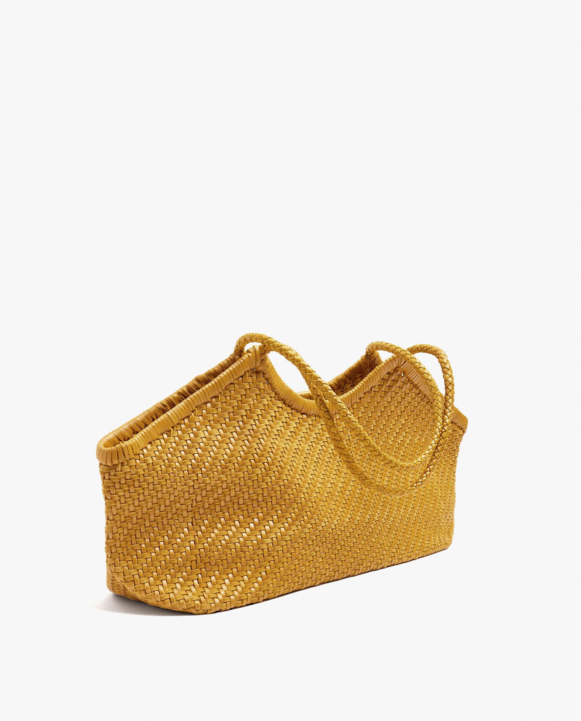 Bolso de mano estilo tote 100% piel trenzado en liso - Parfois - Amarillo Amarillo-2