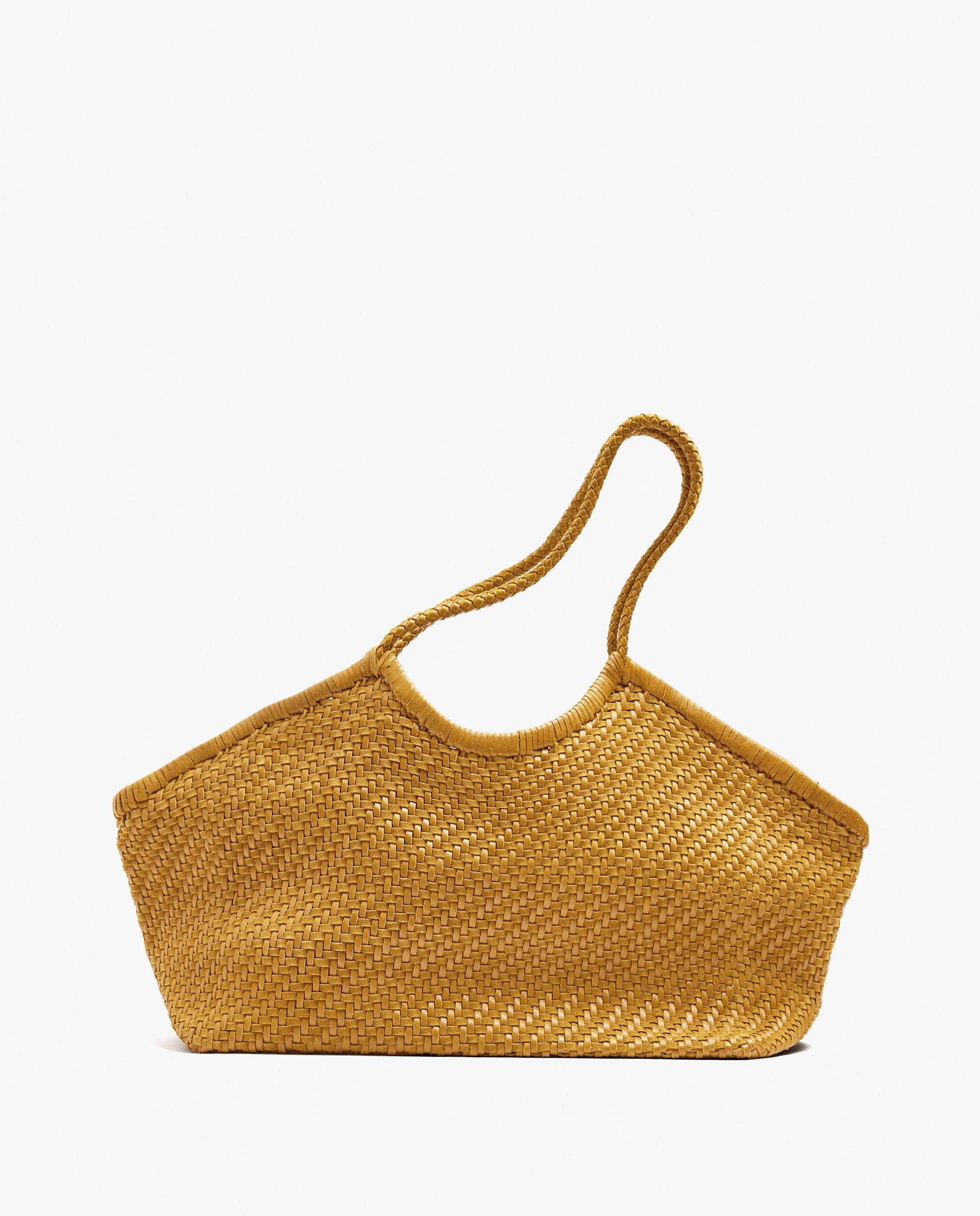 Bolso de mano estilo tote 100% piel trenzado en liso - Parfois - Amarillo Amarillo-4