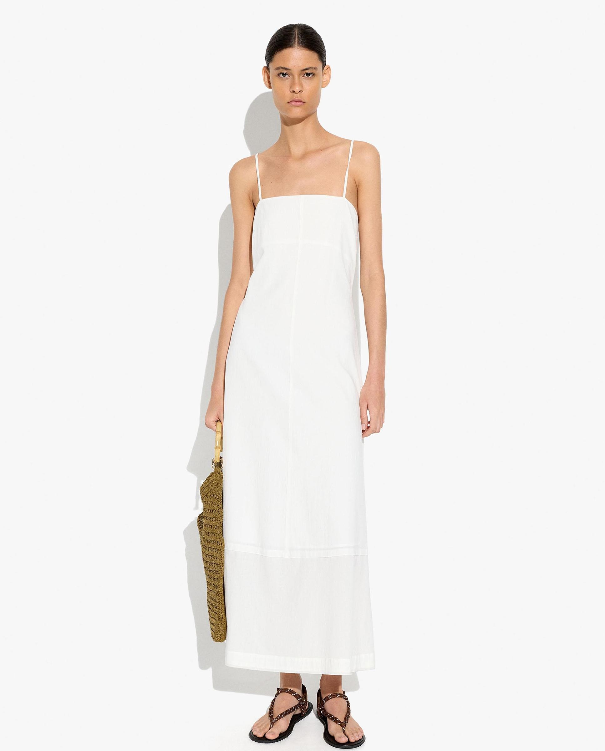 Parfois - Vestido largo 100% algodón de tirantes en liso.