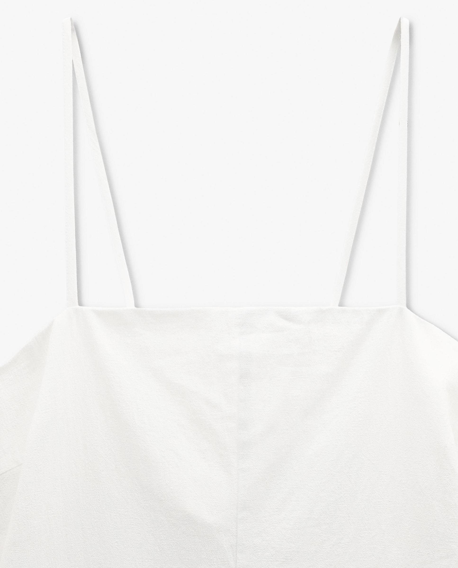 Vestido largo 100% algodón de tirantes en liso - Parfois - Blanco Blanco-5
