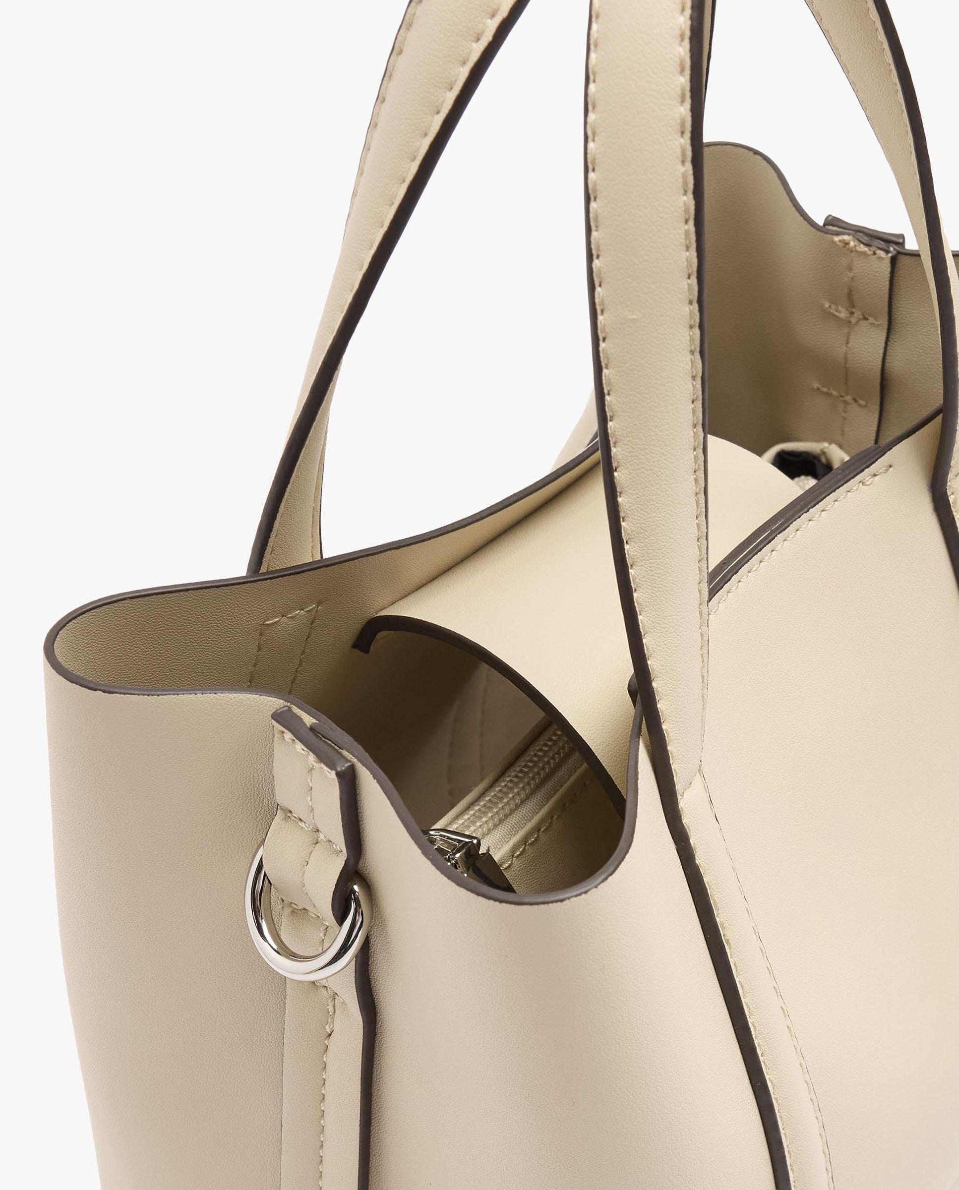 Bolso de mano estilo tote convertible a bandolera con cierre imantado en liso - Parfois - Crudo Crudo-3
