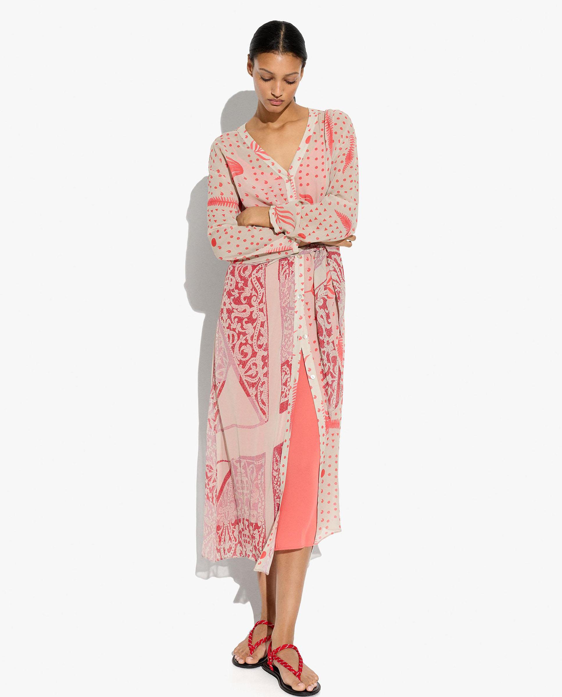 Parfois - Vestido midi 100% viscosa semitransparente con estampado geométrico.