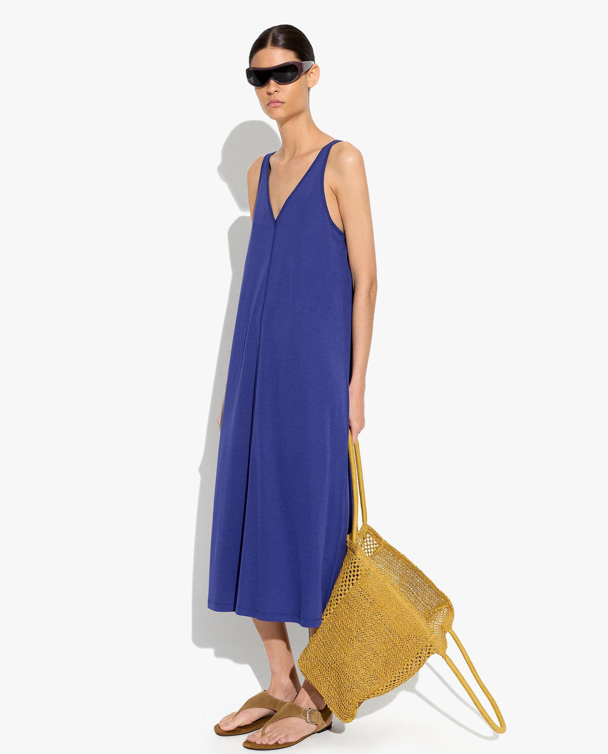 Vestido midi fluido sin mangas - Parfois - Azul marino Azul marino-1