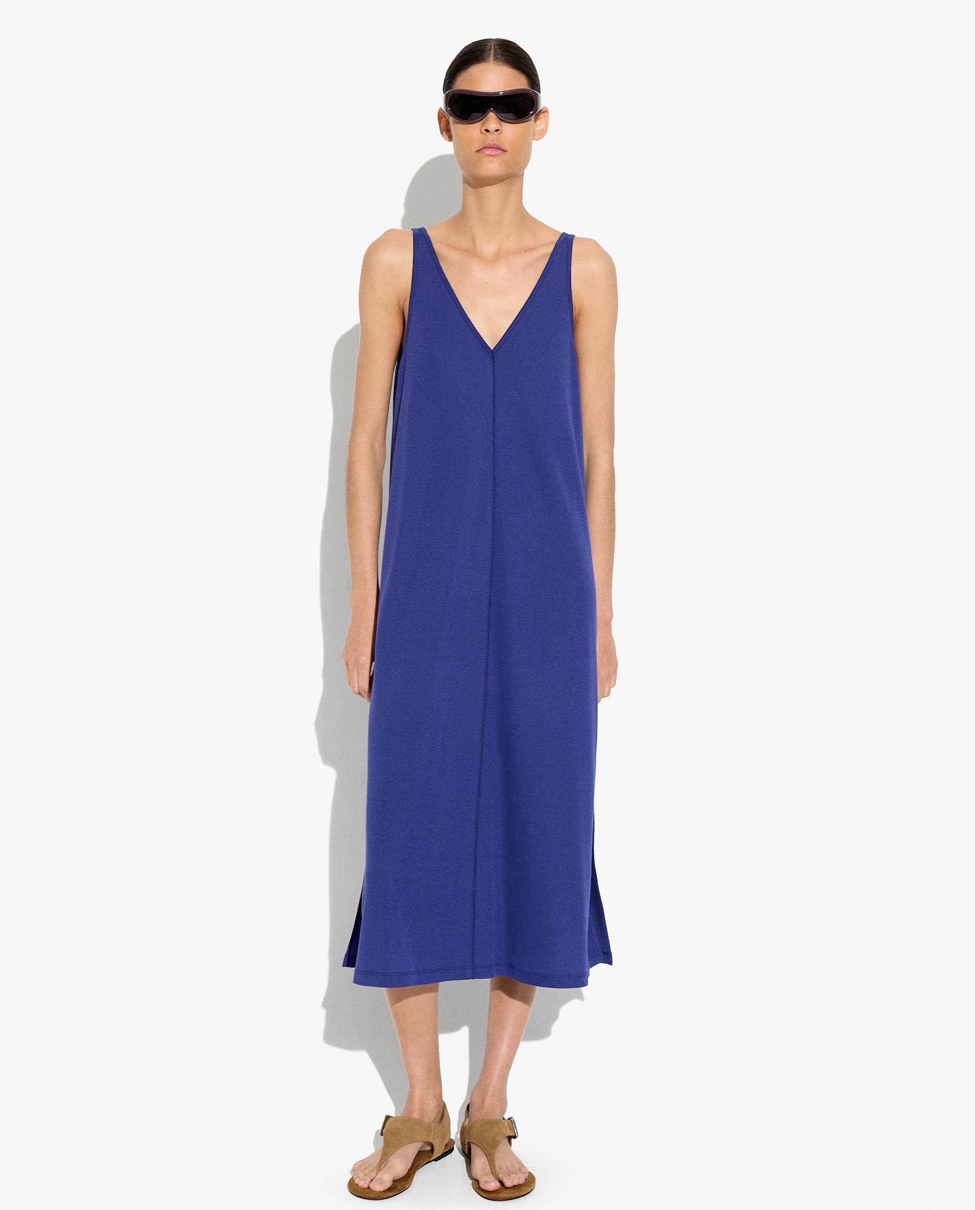 Vestido midi fluido sin mangas - Parfois - Azul marino Azul marino-2