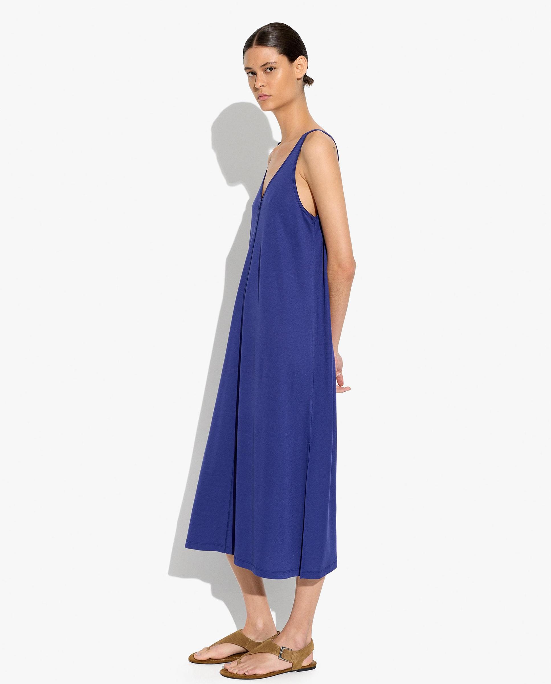 Vestido midi fluido sin mangas - Parfois - Azul marino Azul marino-3
