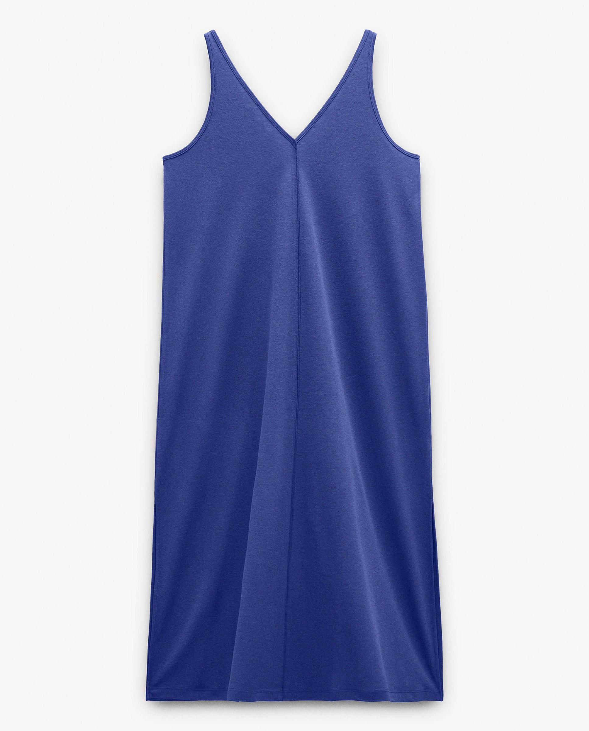 Vestido midi fluido sin mangas - Parfois - Azul marino Azul marino-6