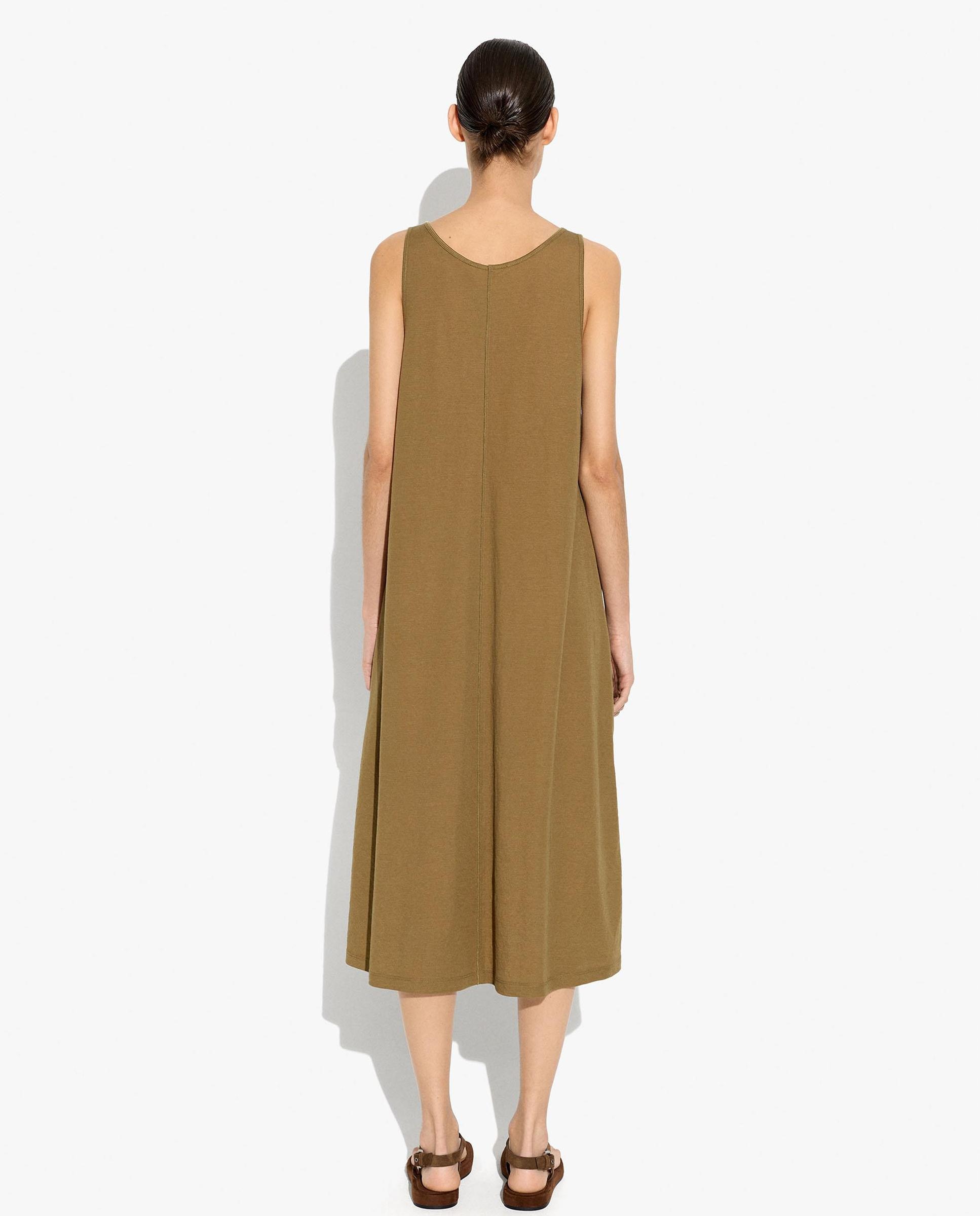 Vestido midi fluido sin mangas - Parfois - Kaki Kaki-4