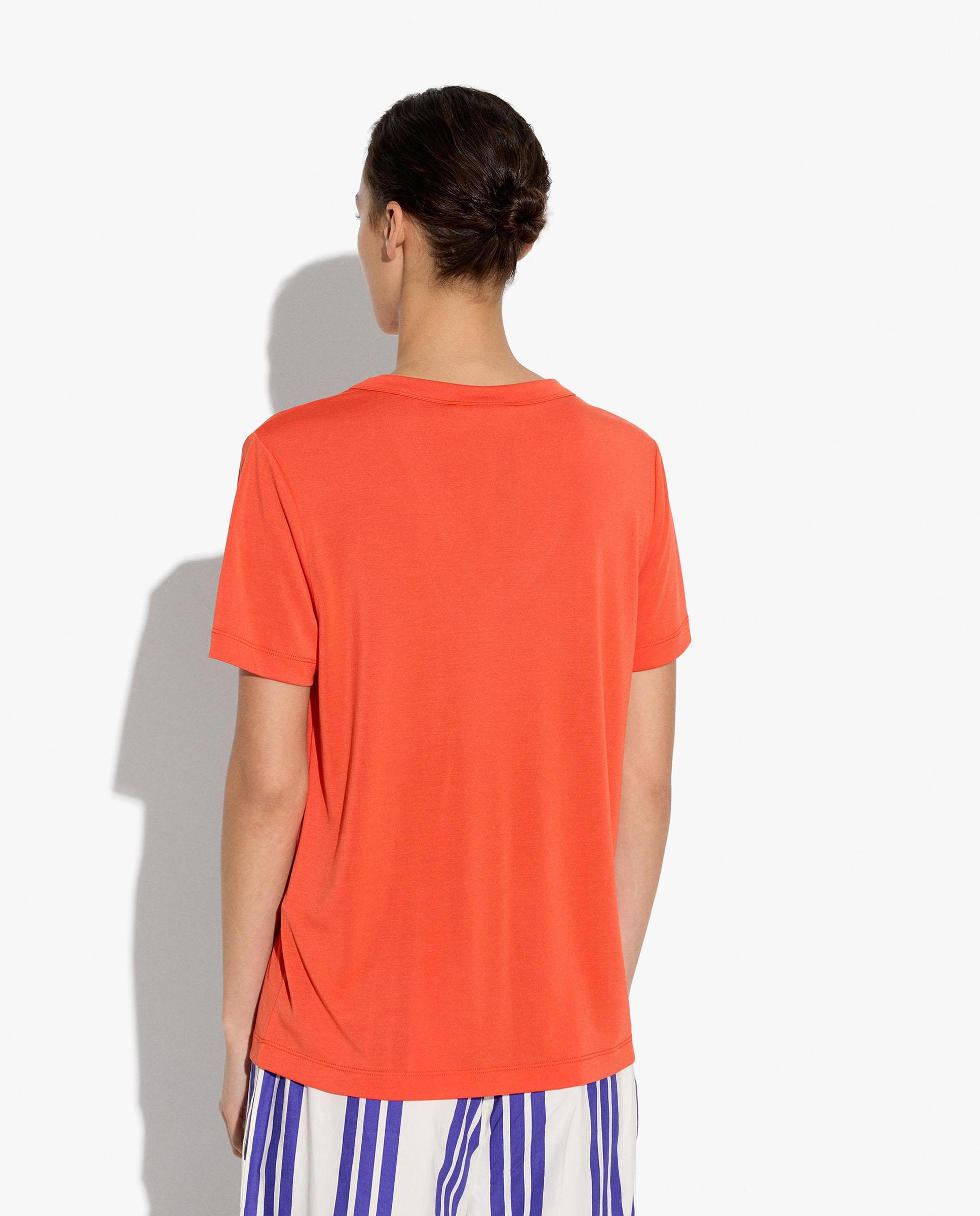 Camiseta de mujer de manga corta con cuello pico - Parfois - Naranja Naranja-4