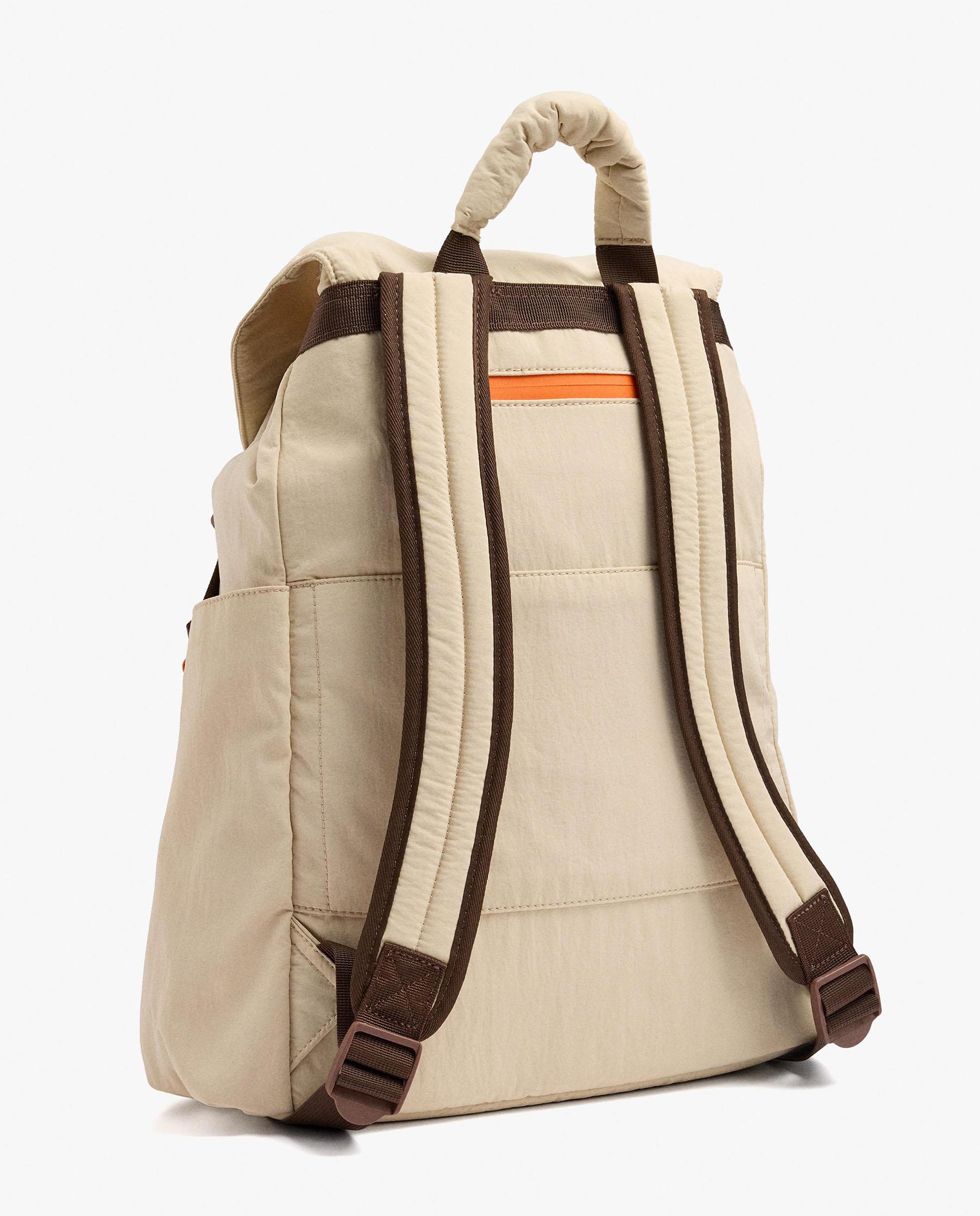 Mochila de mujer con varios compartimentos y cierre de cuerda en liso - Parfois - Natural Natural-2