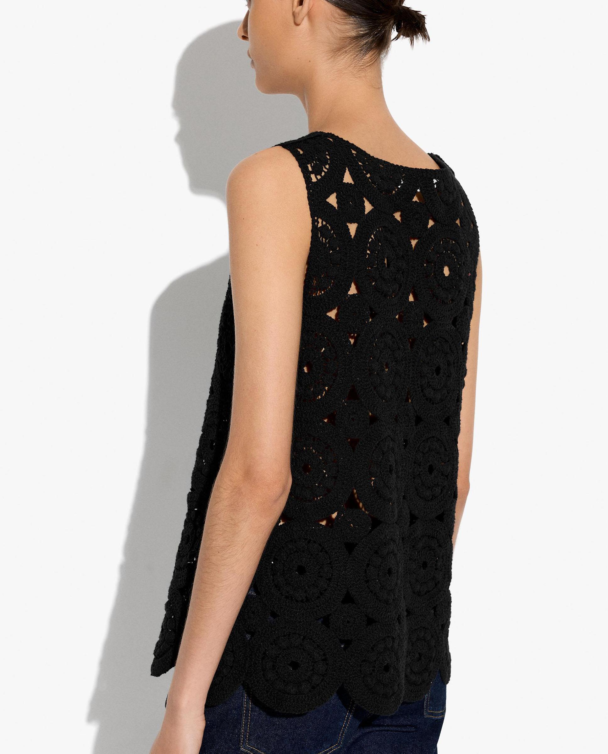 Top de mujer de punto crochet en liso - Parfois - Negro Negro-4