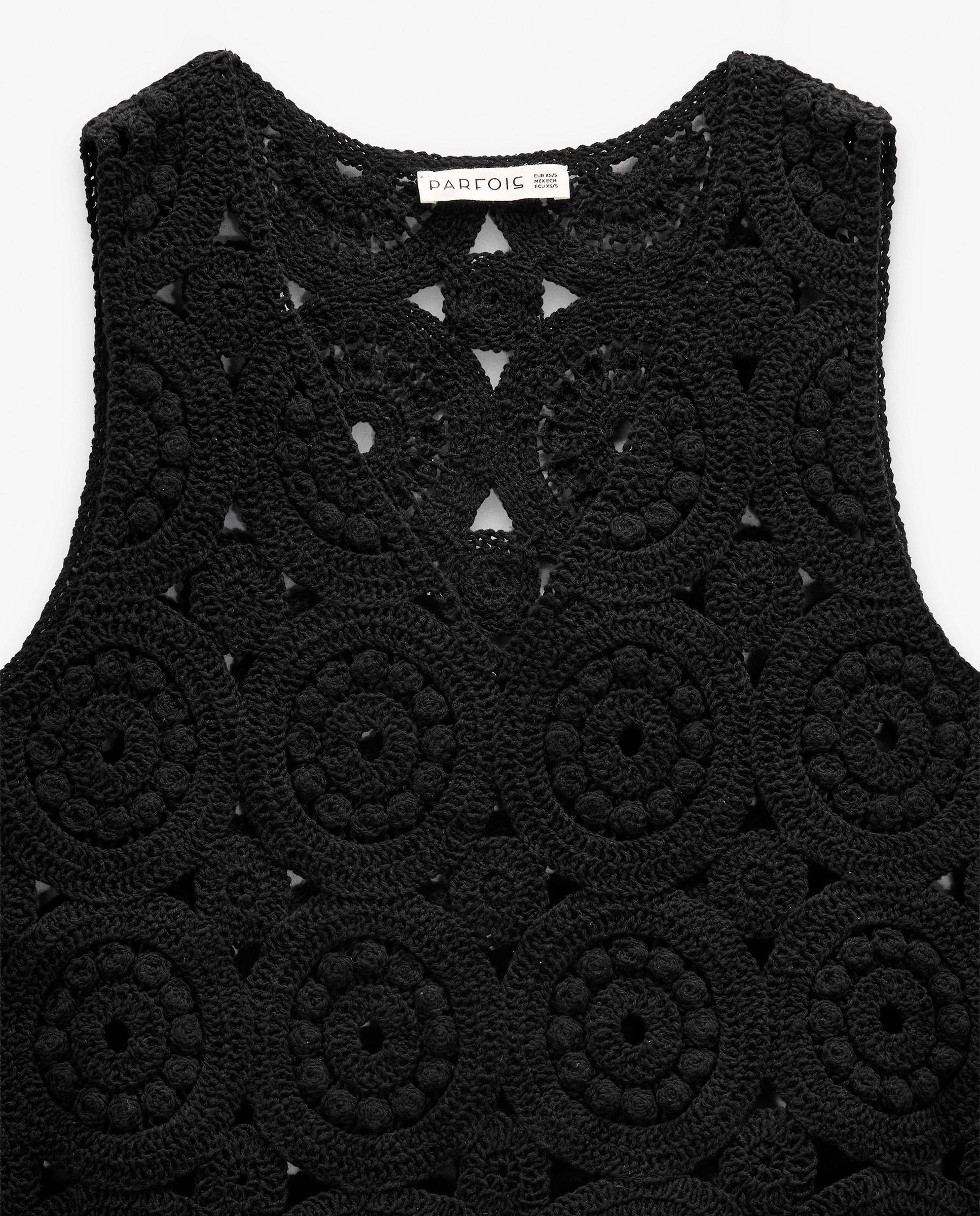 Top de mujer de punto crochet en liso - Parfois - Negro Negro-5
