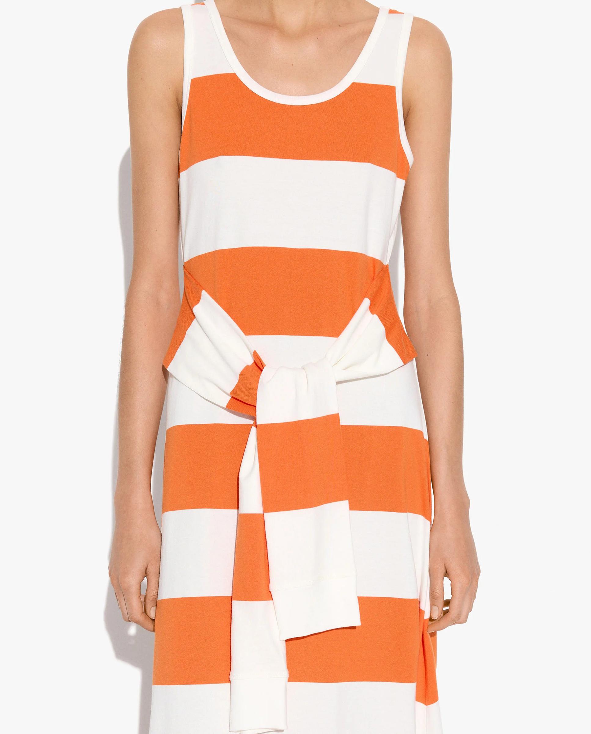 Vestido midi 100% algodón con estampado de rayas - Parfois - Naranja Naranja-3