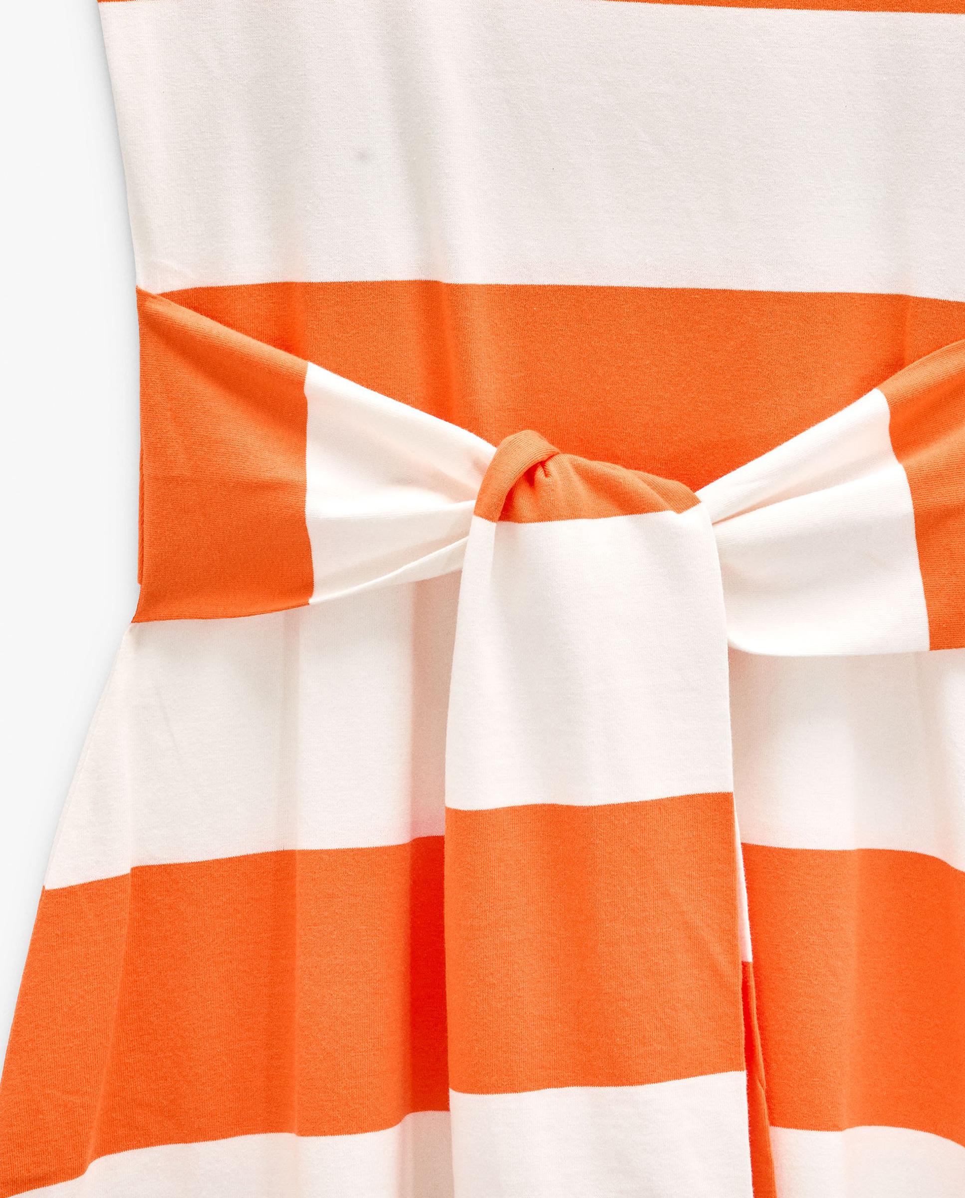 Vestido midi 100% algodón con estampado de rayas - Parfois - Naranja Naranja-5