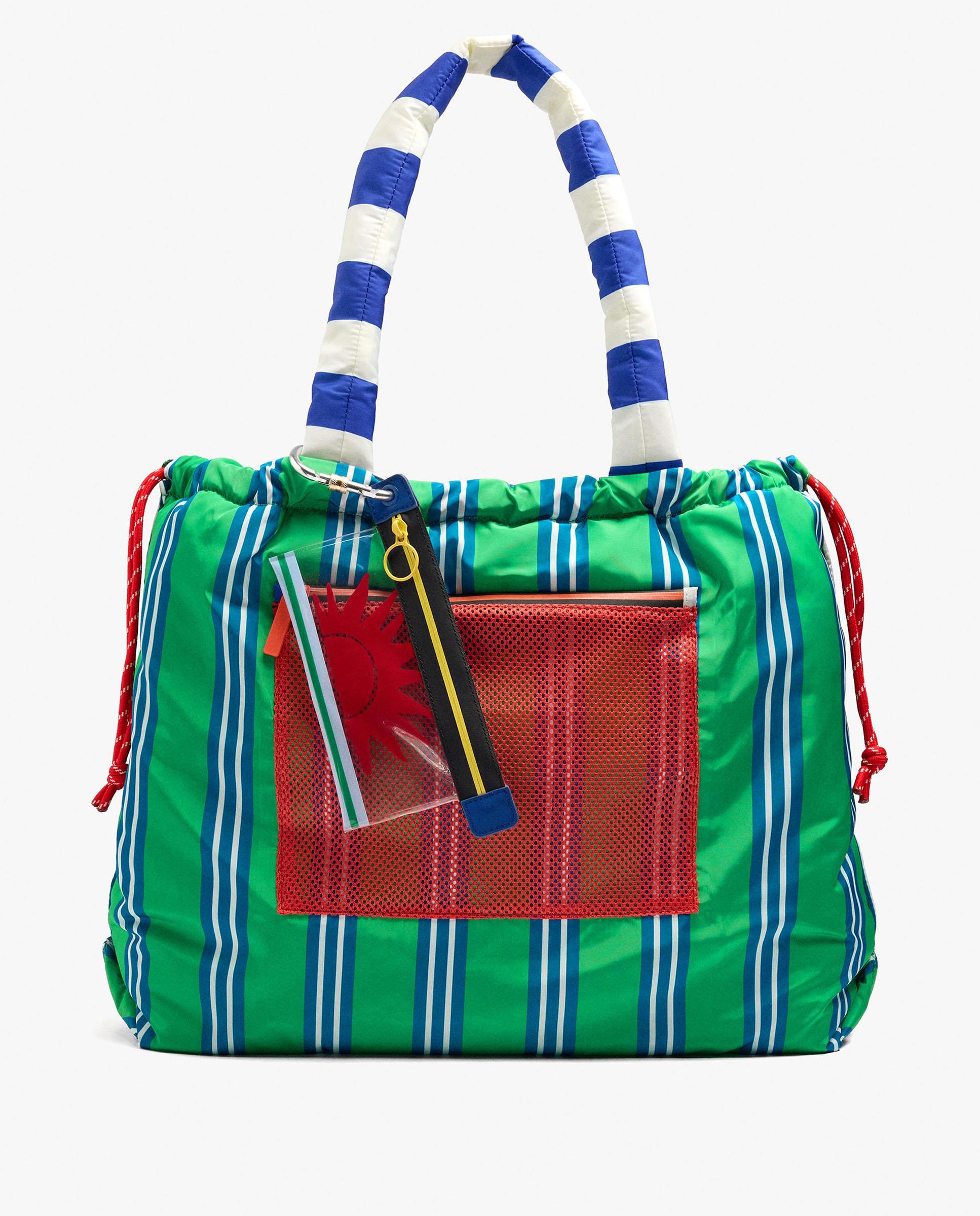 Shopper con cierre de cuerda y estampado de rayas - Parfois - Multicolor Multicolor-3