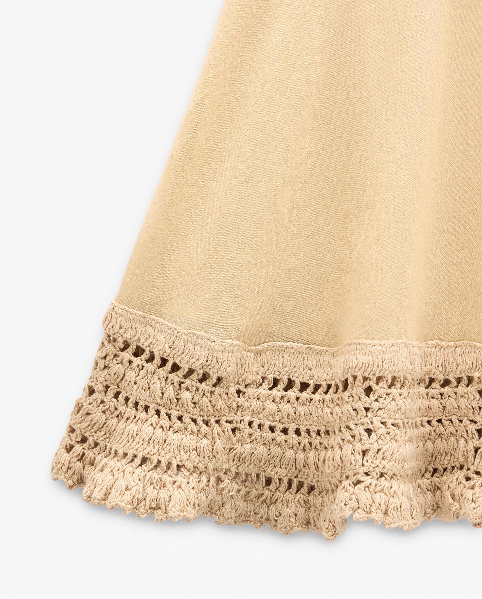 Falda corta 100% algodón con bordados - Parfois - Natural Natural-5