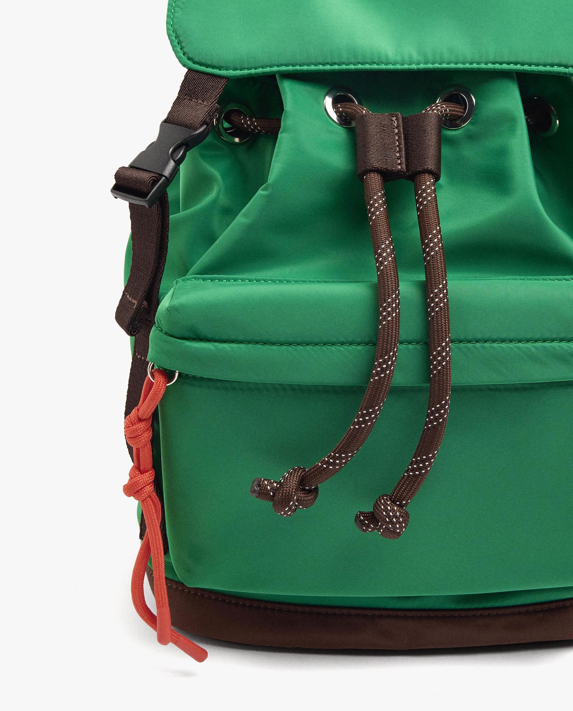 Mochila de mujer con varios compartimentos y neceser extraíble con cierre de hebilla en liso - Parfois - Verde Verde-3