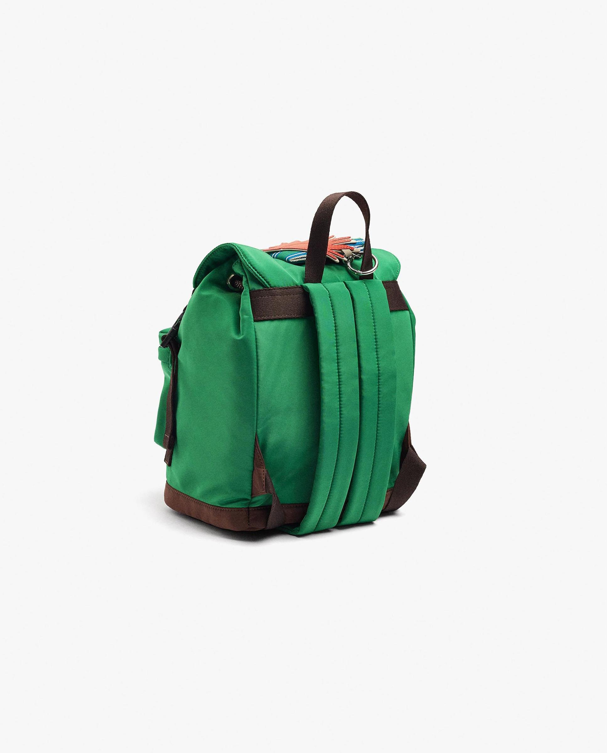 Mochila de mujer con varios compartimentos y neceser extraíble con cierre de hebilla en liso - Parfois - Verde Verde-2