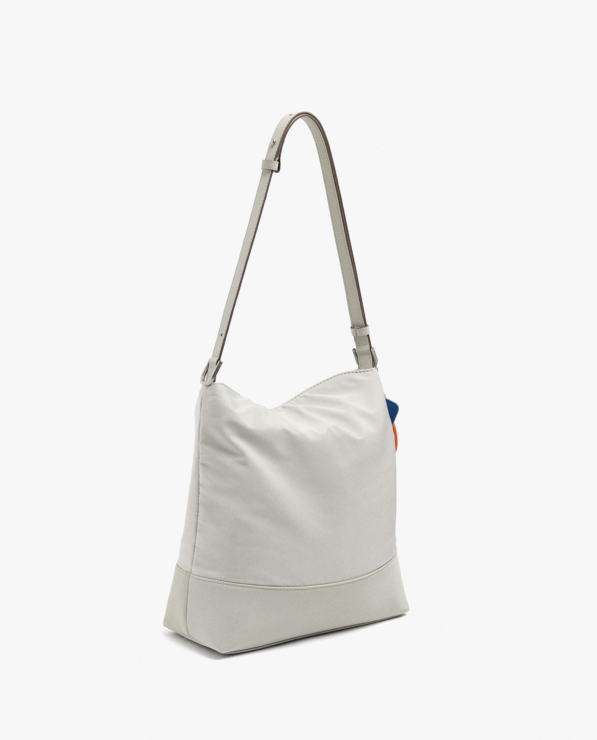 Bolso de hombro con cierre imantado y tarjetero extraíble en liso - Parfois - Crudo Crudo-2