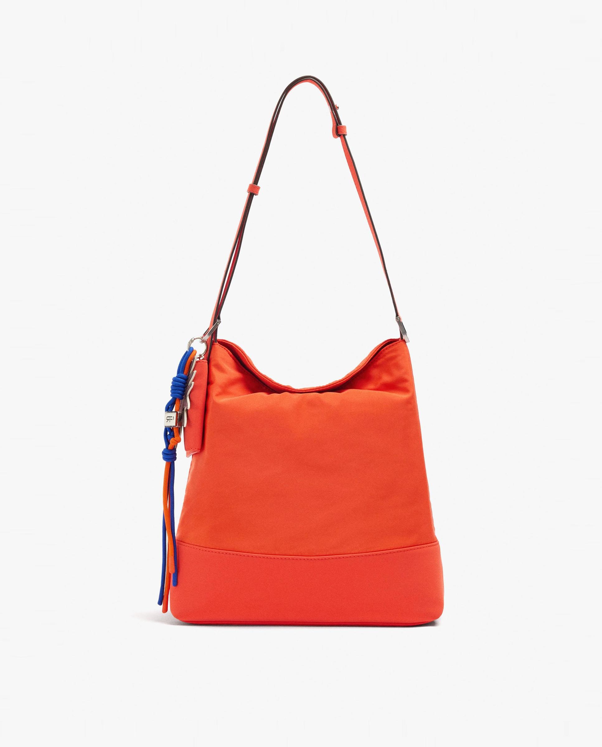 Bolso de hombro con cierre imantado y tarjetero extraíble en liso - Parfois - Naranja Naranja-1
