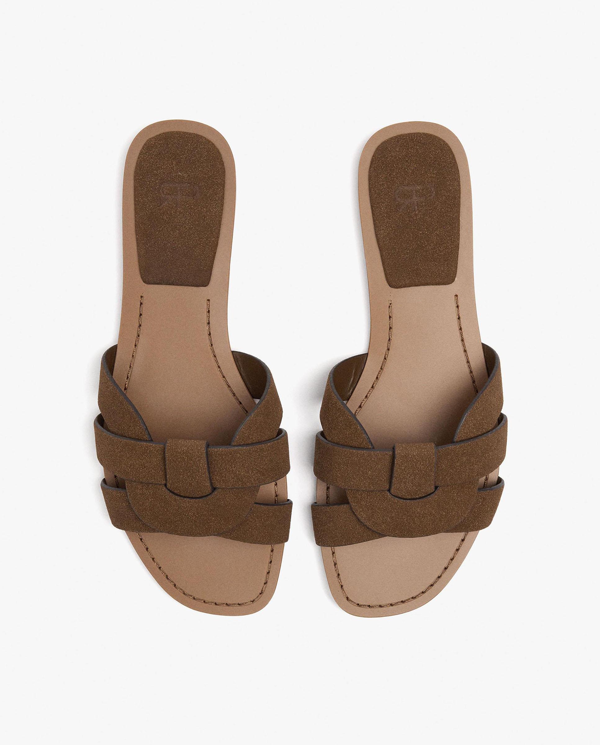 Sandalias de pala de mujer con tira en liso - Parfois - Camel Camel-3